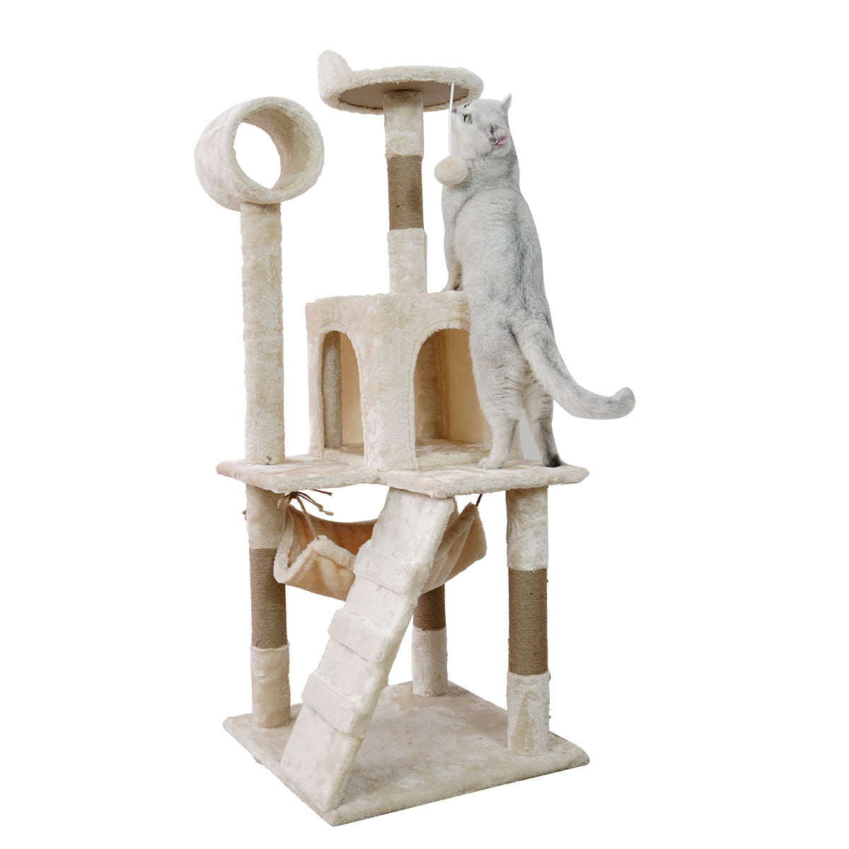 Furtastic 135cm Cat Tree Scratching Post - Beige Big Bedding Australia