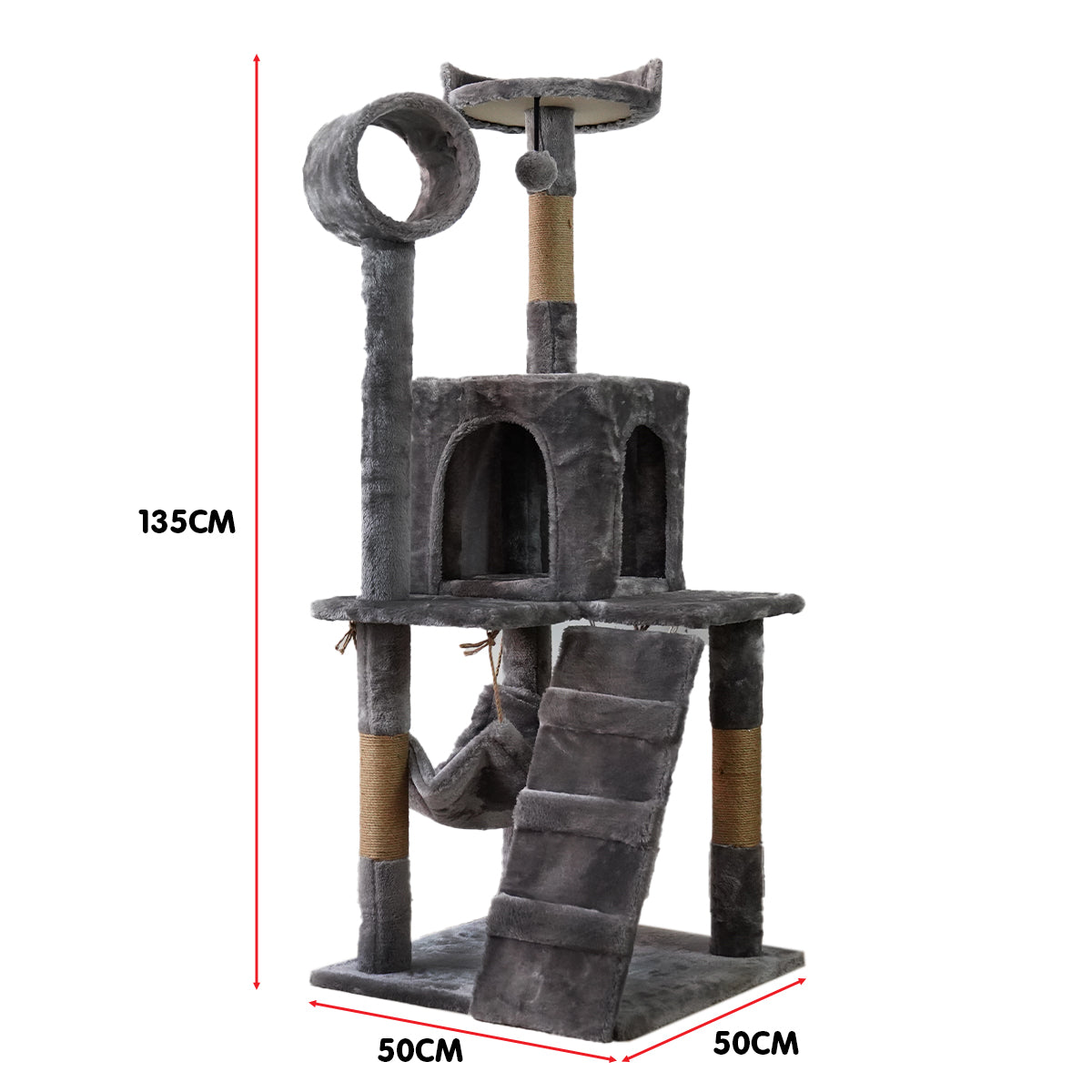 Furtastic 135cm Cat Tree Scratching Post - Dark Grey Big Bedding Australia
