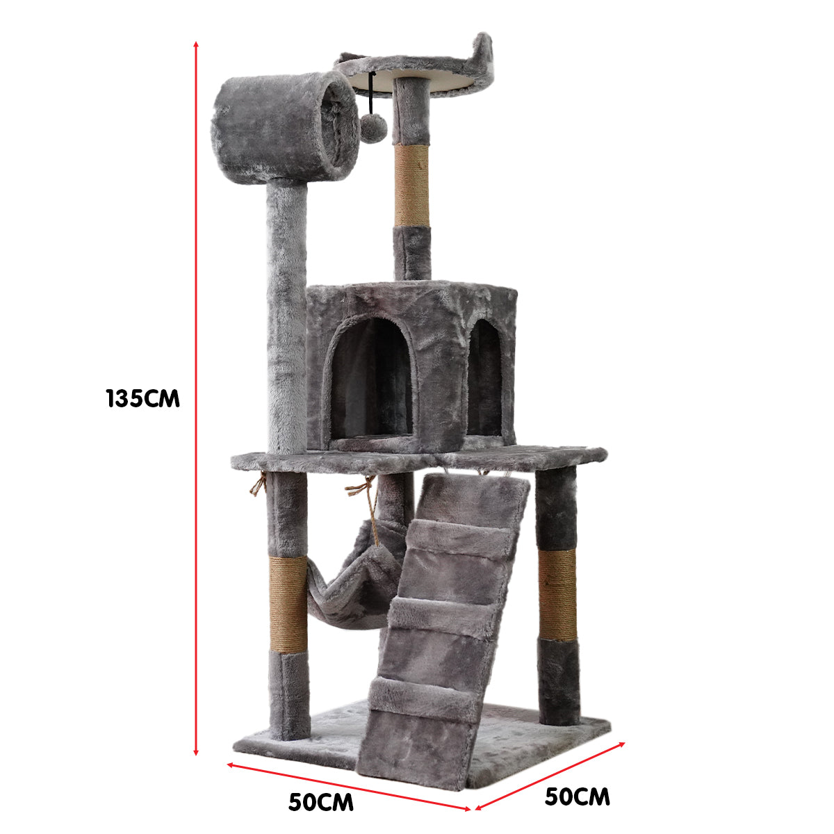 Furtastic 135cm Cat Tree Scratching Post - Silver Grey Big Bedding Australia