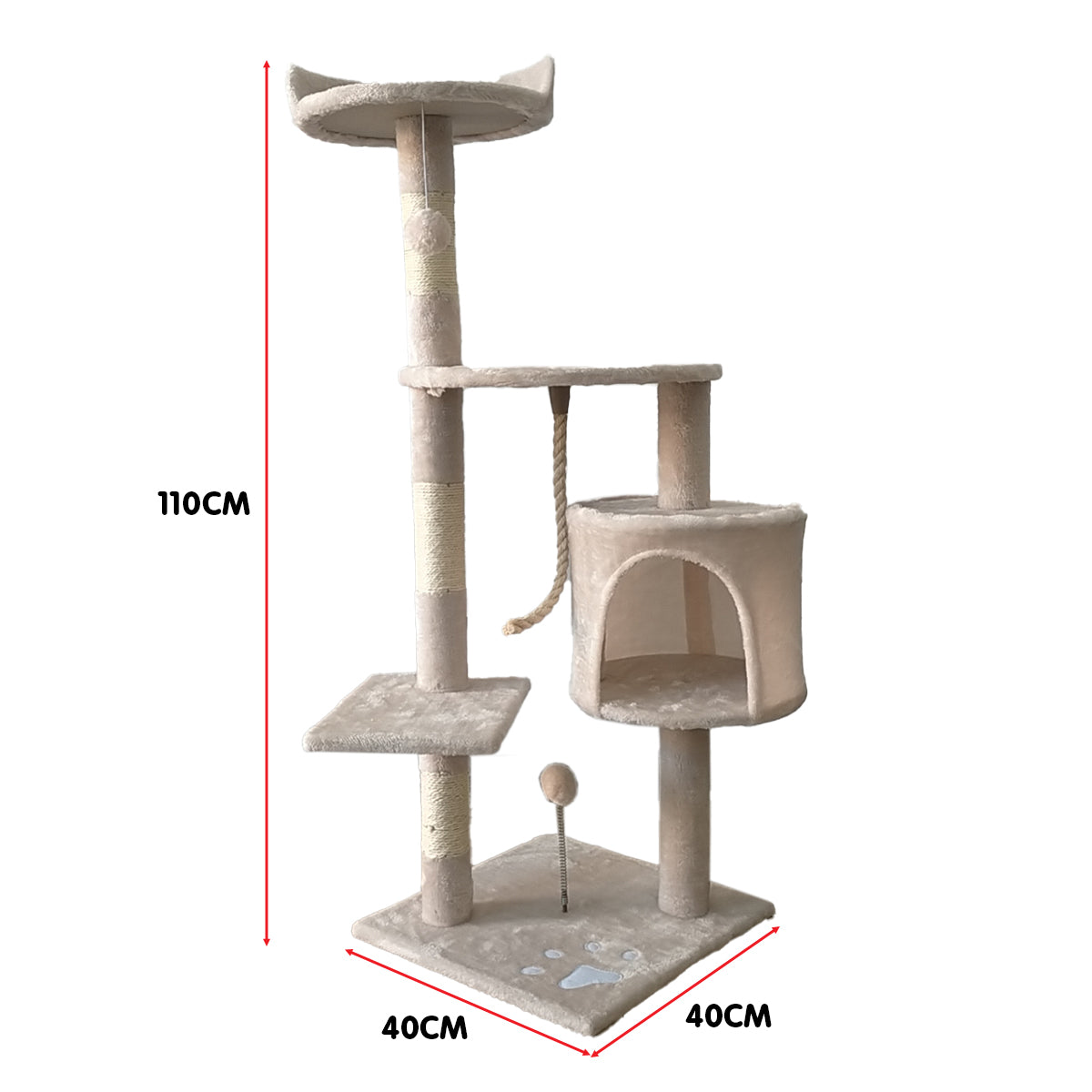 Furtastic 110cm Cat Tree Scratching Post - Beige Big Bedding Australia