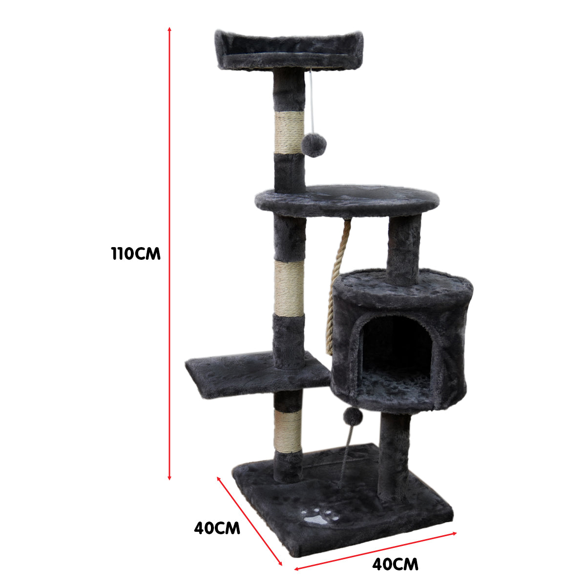 Furtastic 110cm Cat Tree Scratching Post - Dark Grey Big Bedding Australia