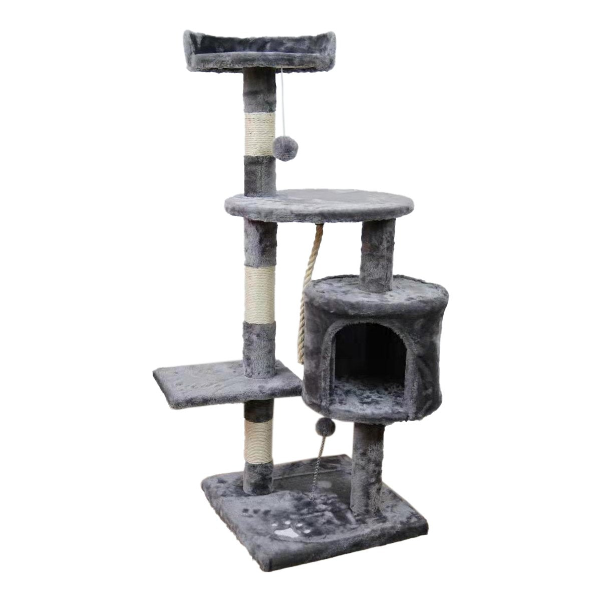 Furtastic 110cm Cat Tree Scratching Post - Silver Grey Big Bedding Australia