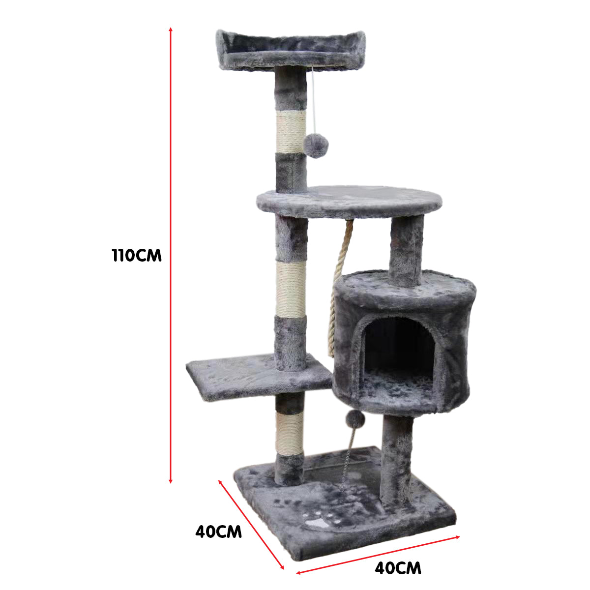 Furtastic 110cm Cat Tree Scratching Post - Silver Grey Big Bedding Australia