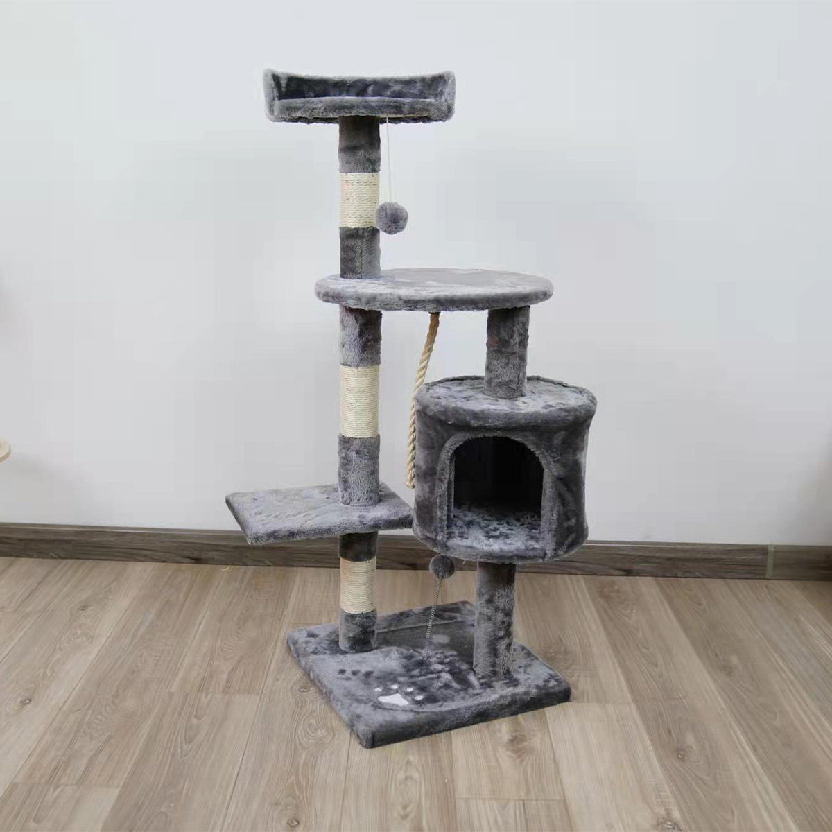 Furtastic 110cm Cat Tree Scratching Post - Silver Grey Big Bedding Australia