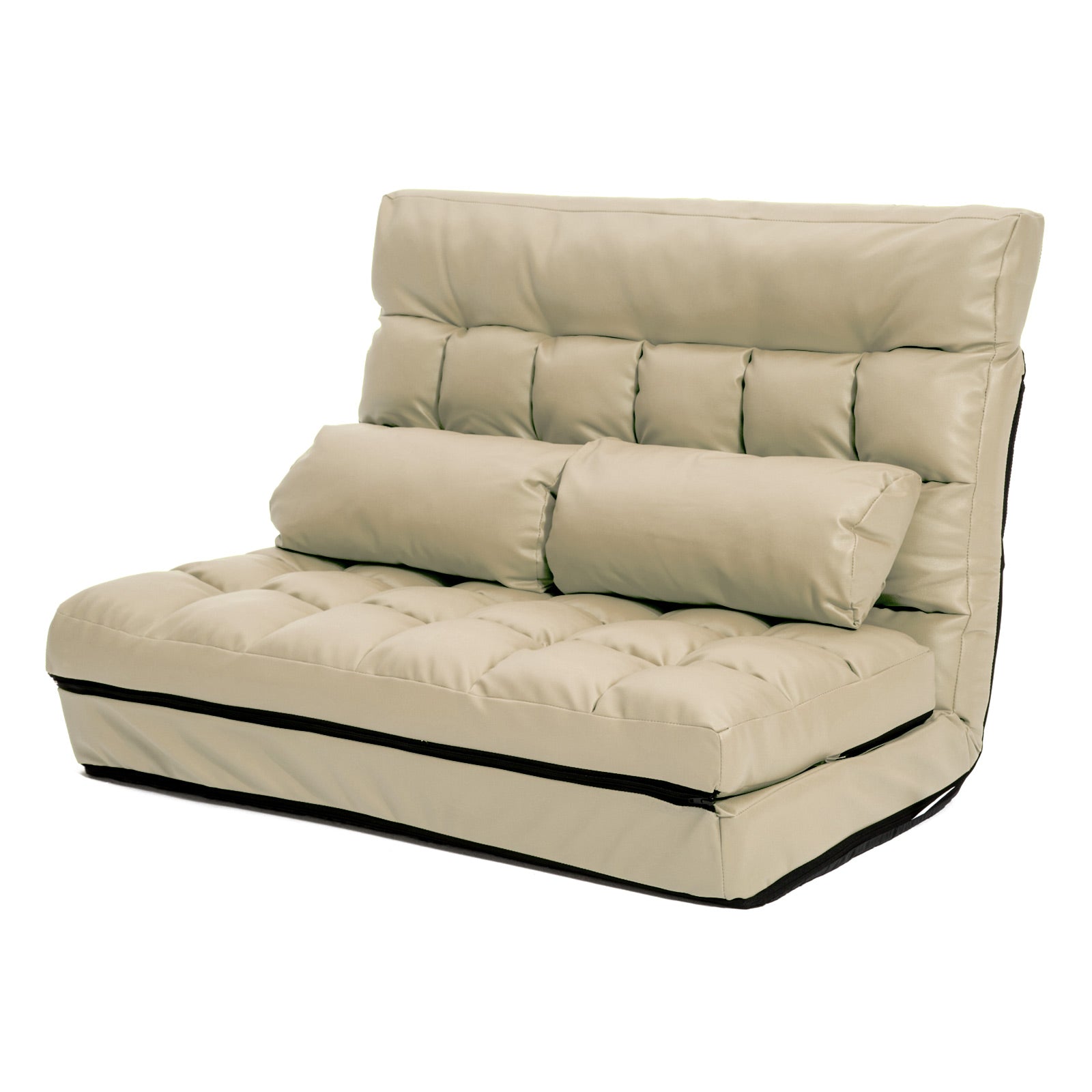 Lounge Couch Sofa Bed Double Seat Leather GEMINI BEIGE La Bella