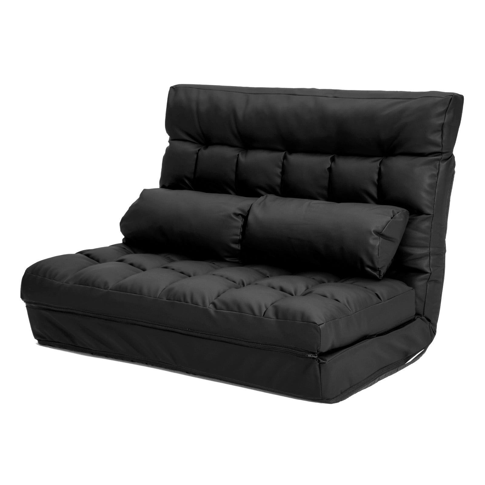 Lounge Couch Sofa Bed Double Seat Leather GEMINI BLACK La Bella