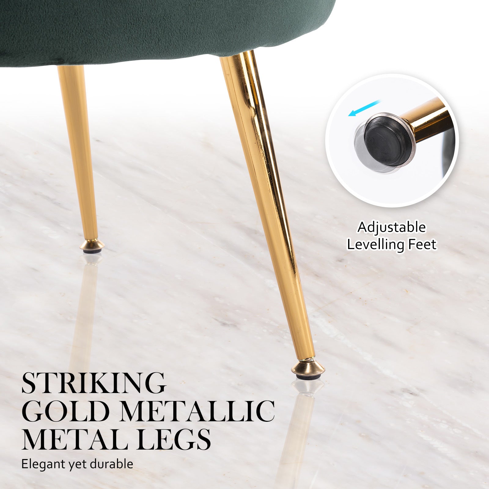 Armchair Lounge Chair Accent Velvet Shell Scallop + Ottoman Footstool Round GREEN Big Bedding Australia