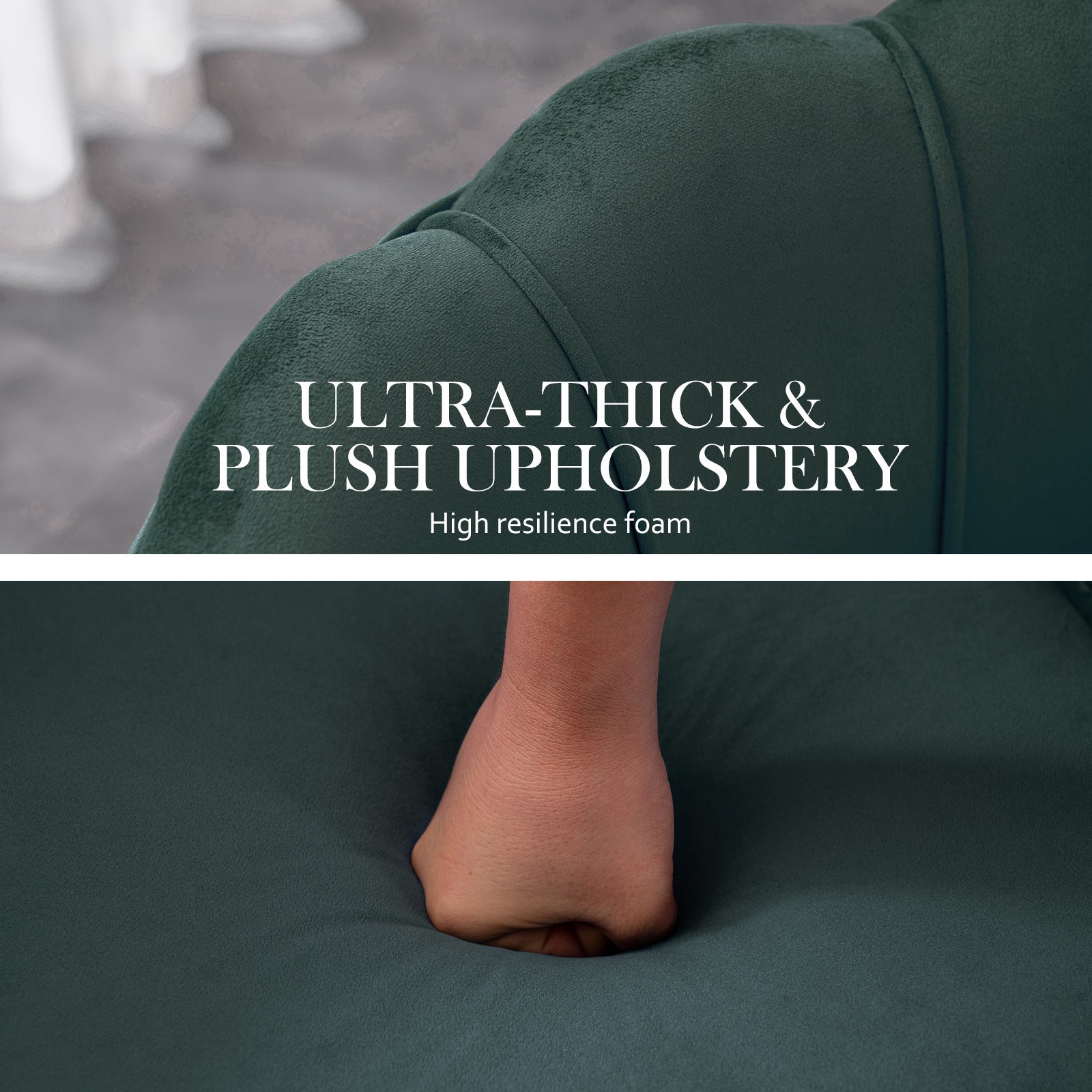 Armchair Lounge Chair Accent Velvet Shell Scallop + Ottoman Footstool Round GREEN Big Bedding Australia