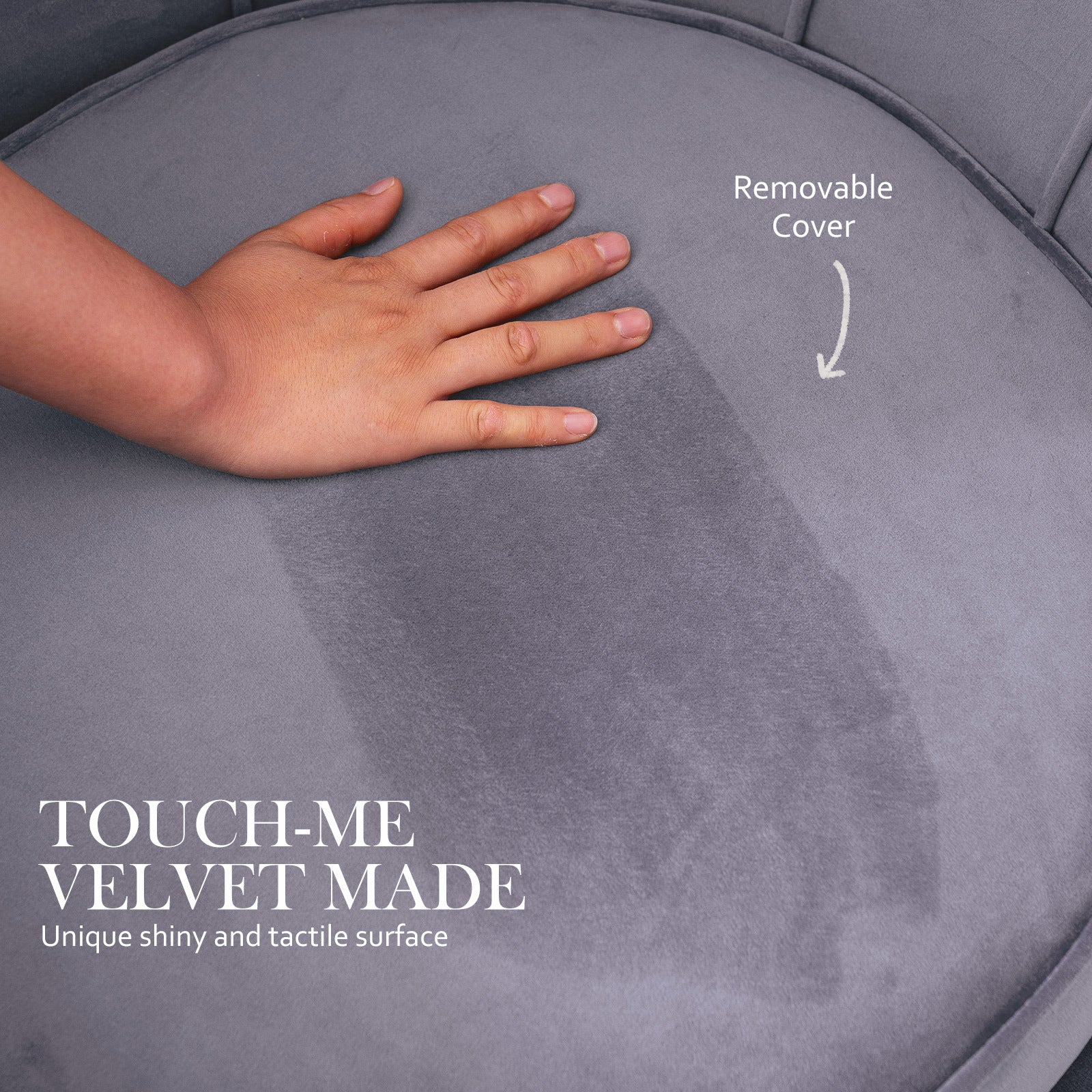 Armchair Lounge Chair Accent Velvet Shell Scallop + Ottoman Footstool Round GREY Big Bedding Australia