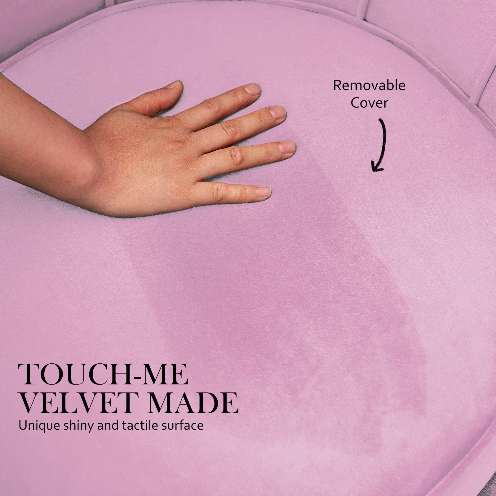 Armchair Lounge Chair Accent Velvet Shell Scallop + Round Ottoman Footstool PINK Big Bedding Australia