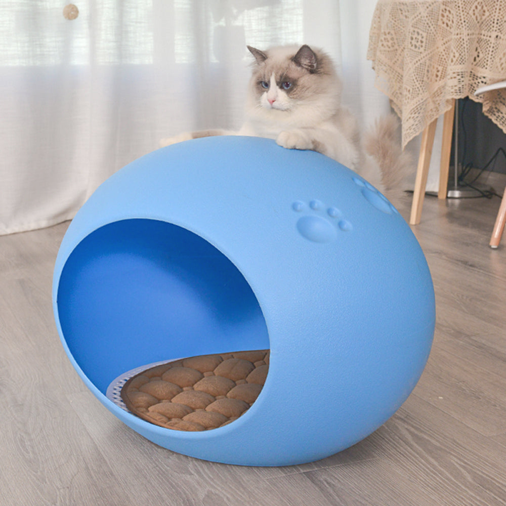YES4PETS Medium Cave Cat Kitten Box Igloo Cat Bed House Dog Puppy House-Blue Big Bedding Australia