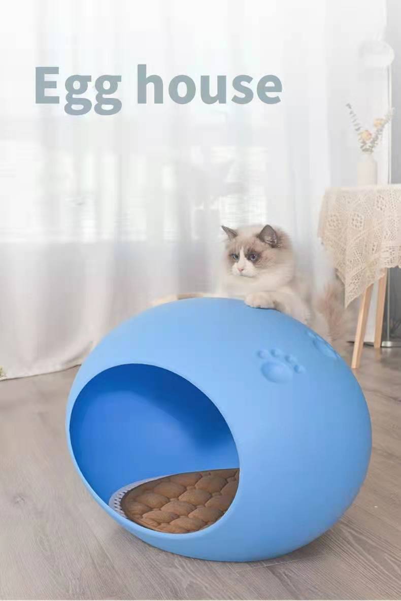 YES4PETS Medium Cave Cat Kitten Box Igloo Cat Bed House Dog Puppy House-Blue Big Bedding Australia
