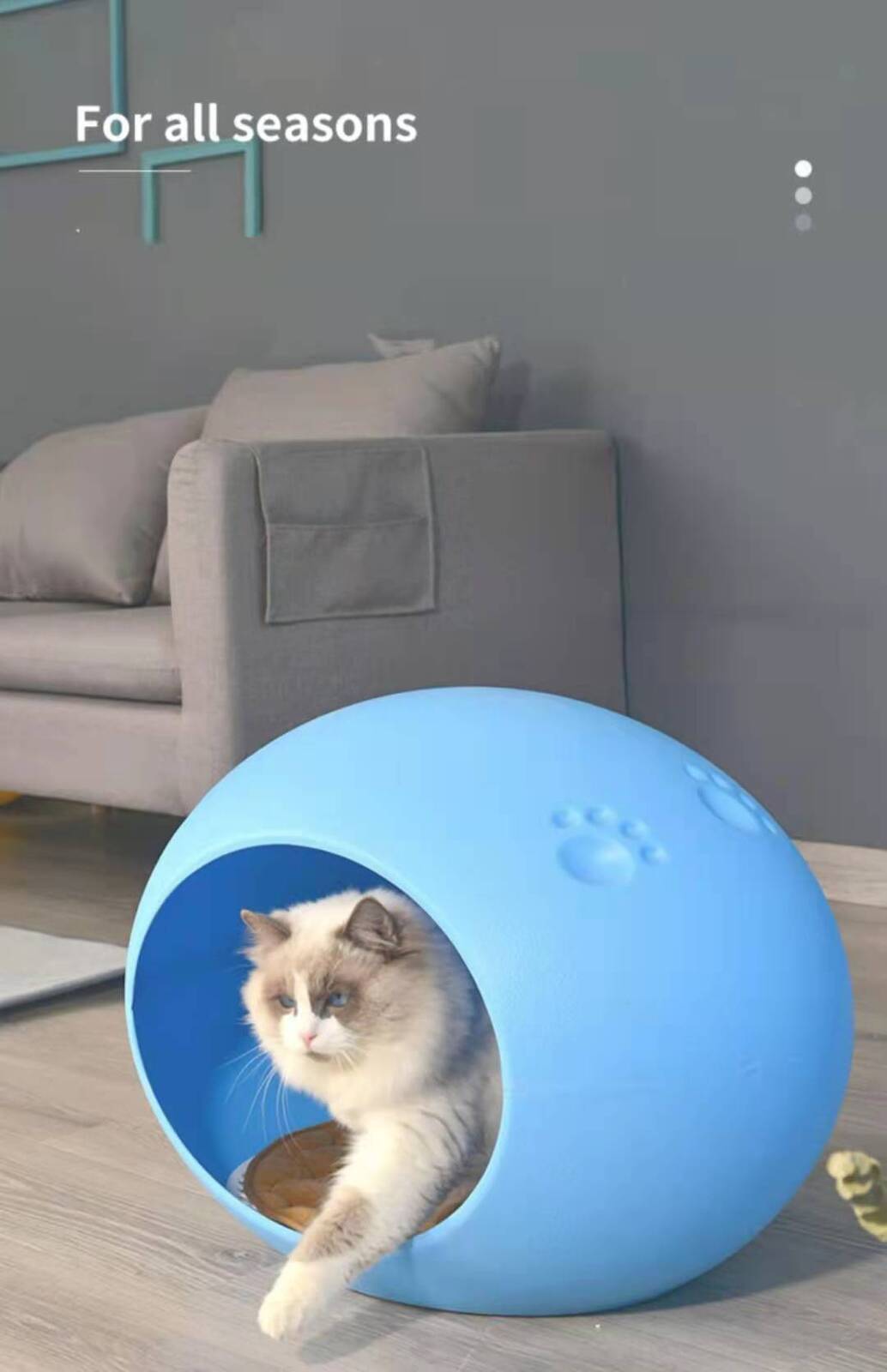 YES4PETS Medium Cave Cat Kitten Box Igloo Cat Bed House Dog Puppy House-Blue Big Bedding Australia