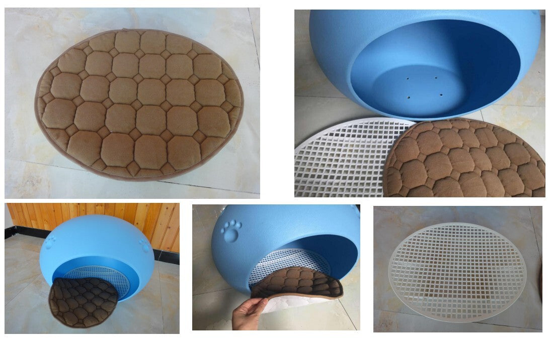 YES4PETS Medium Cave Cat Kitten Box Igloo Cat Bed House Dog Puppy House-Blue Big Bedding Australia