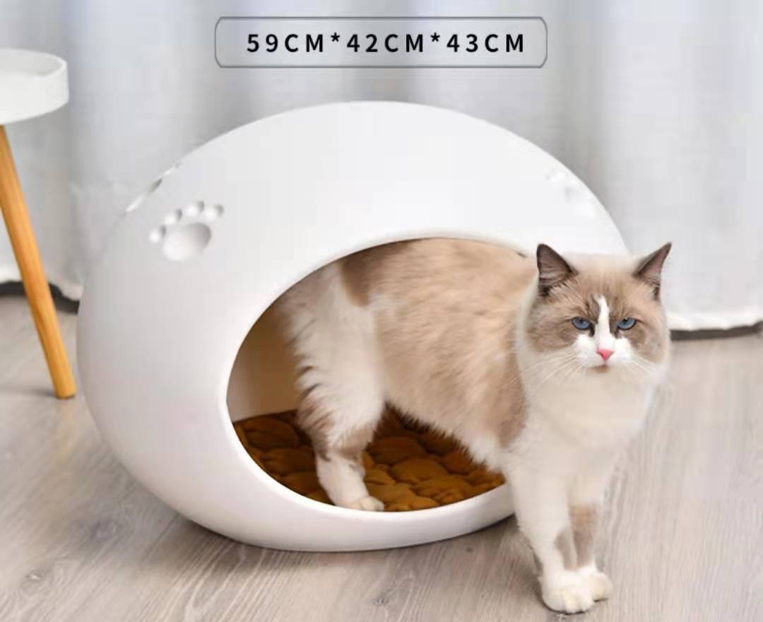 YES4PETS Medium Cave Cat Kitten Box Igloo Cat Bed House Dog Puppy House White Big Bedding Australia