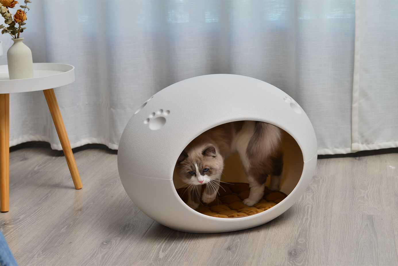 YES4PETS Medium Cave Cat Kitten Box Igloo Cat Bed House Dog Puppy House White Big Bedding Australia