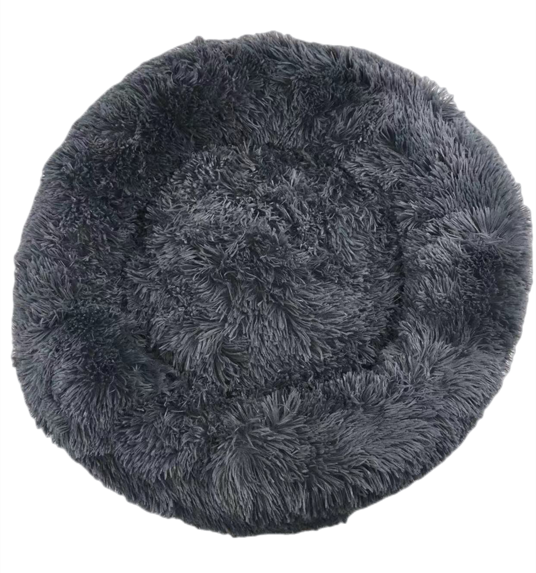 YES4PETS Medium Round Calming Plush Cat Dog Bed Comfy Puppy Fluffy Bedding Dark Grey Big Bedding Australia