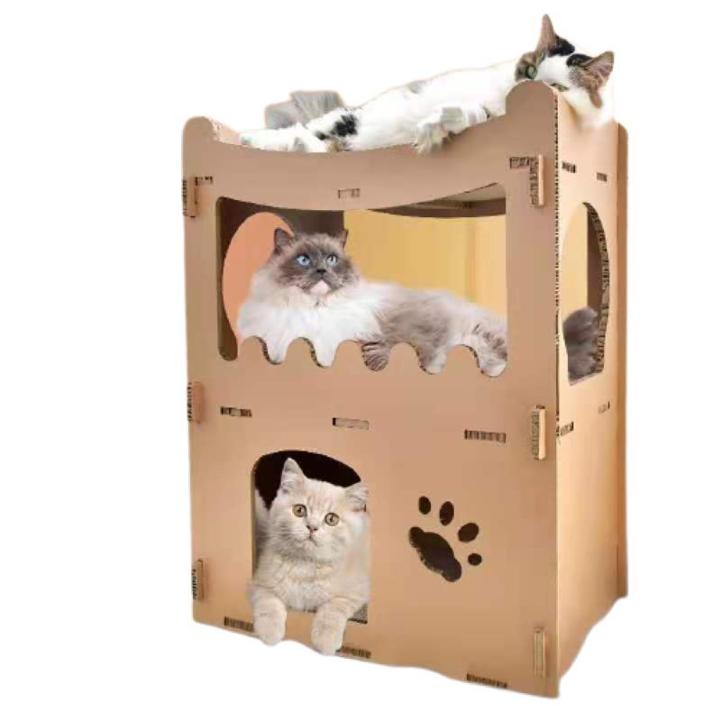 YES4PETS Cat Cardboard House Tower Condo Scratcher Pet Post Furniture Double Storey Big Bedding Australia