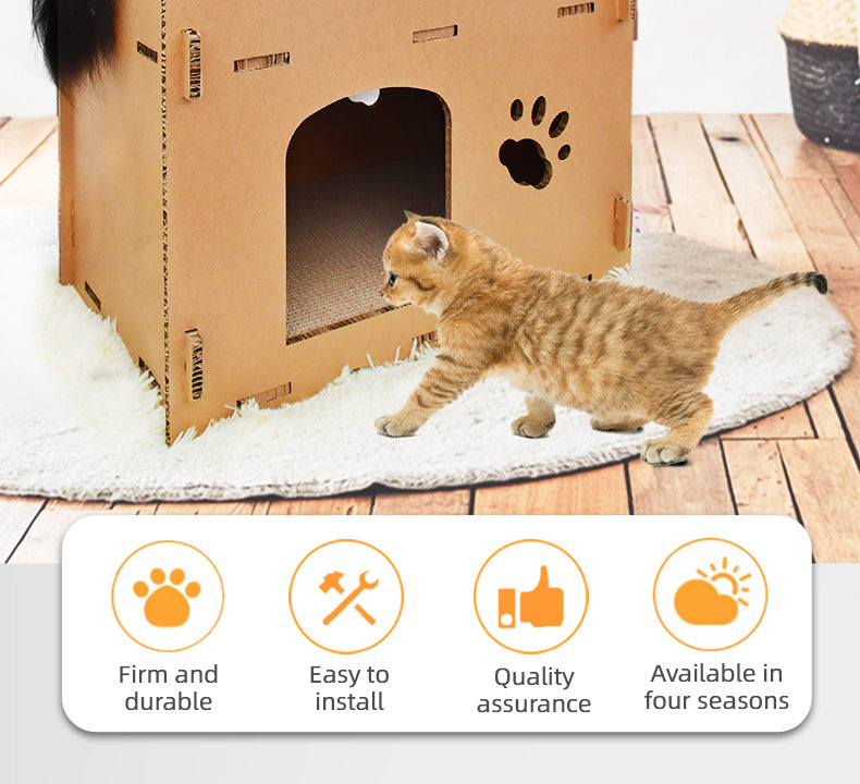 YES4PETS Cat Cardboard House Tower Condo Scratcher Pet Post Furniture Double Storey Big Bedding Australia