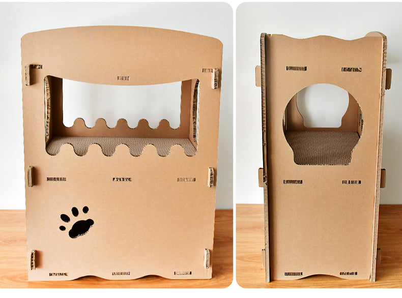 YES4PETS Cat Cardboard House Tower Condo Scratcher Pet Post Furniture Double Storey Big Bedding Australia