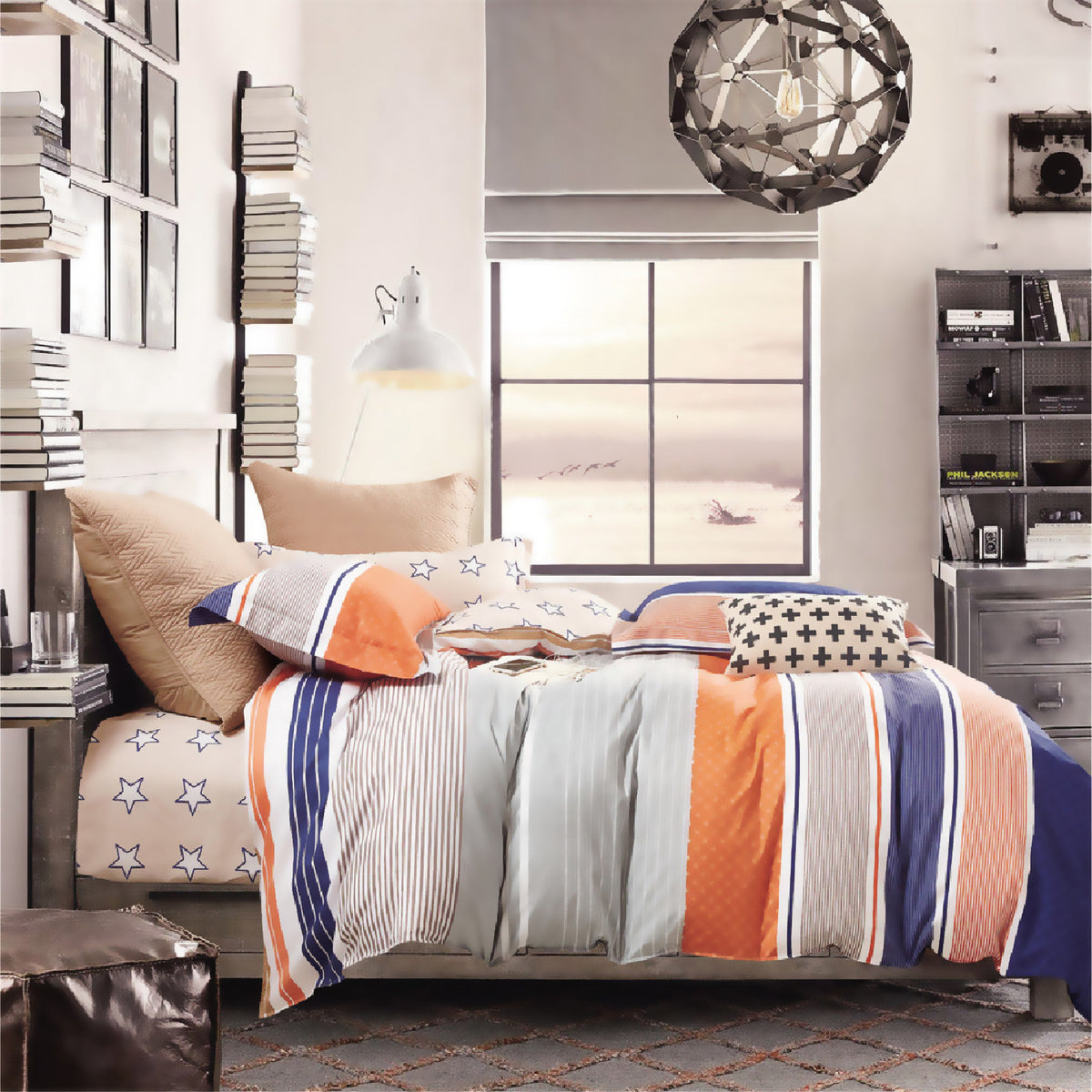 Luxor Cotton Moka Design Quilt Doona Duvet Cover Set