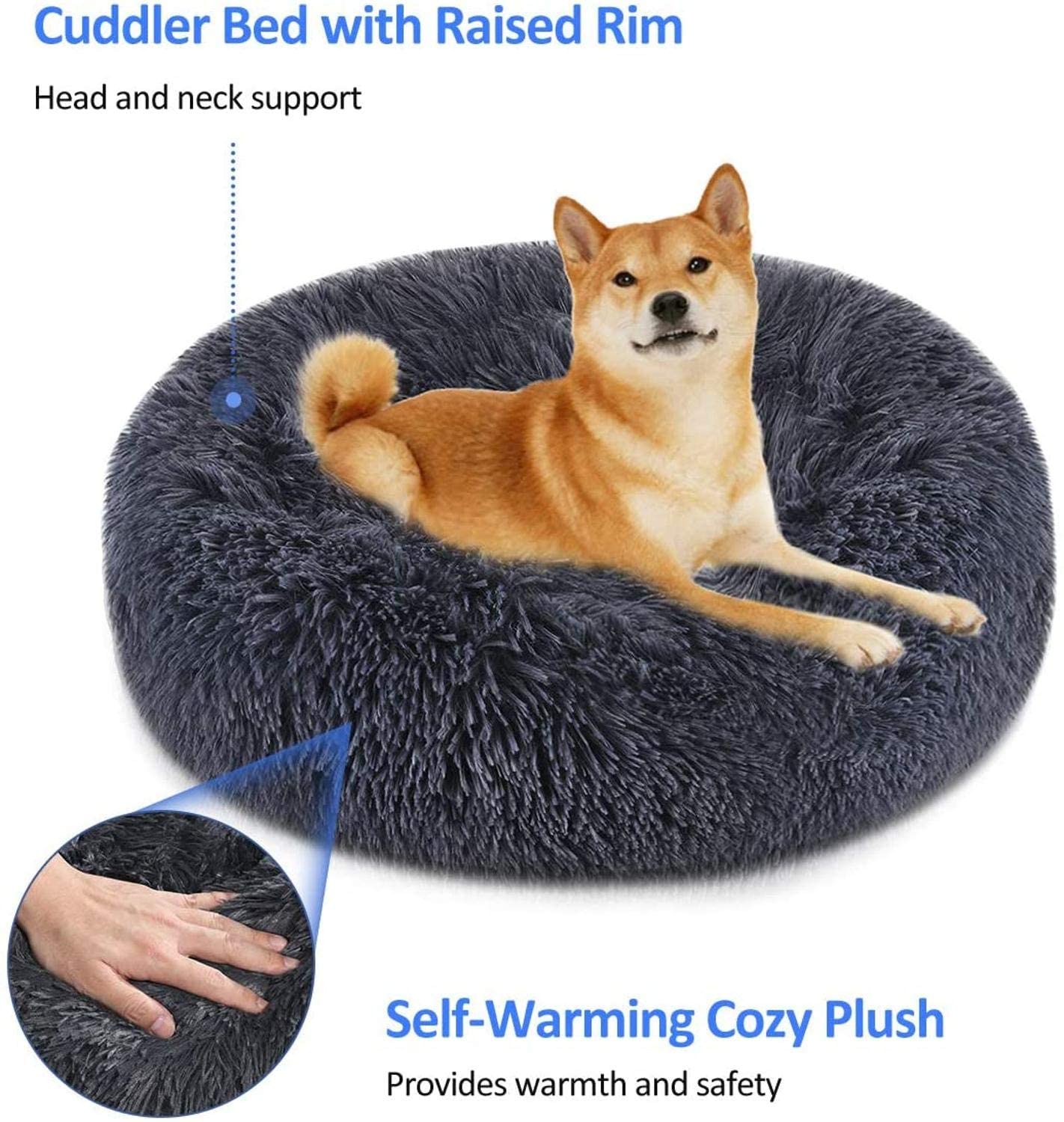 Soft Dog Bed Round Washable Plush Pet Kennel Cat Bed Mat Sofa Large 70cm Big Bedding Australia