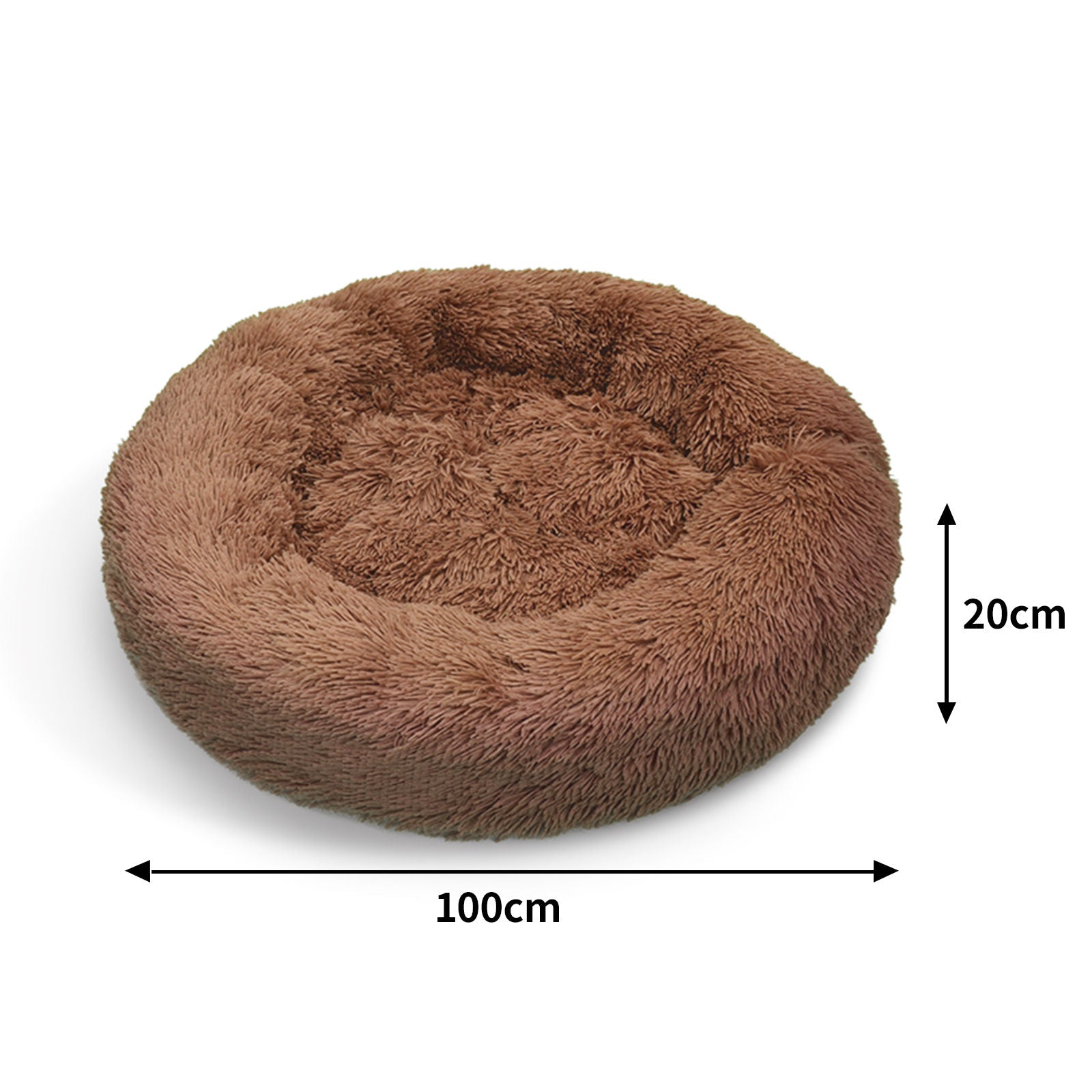 Pet Dog Bed Bedding Warm Plush Round Soft Dog Nest Light Coffee  XL 100cm Big Bedding Australia