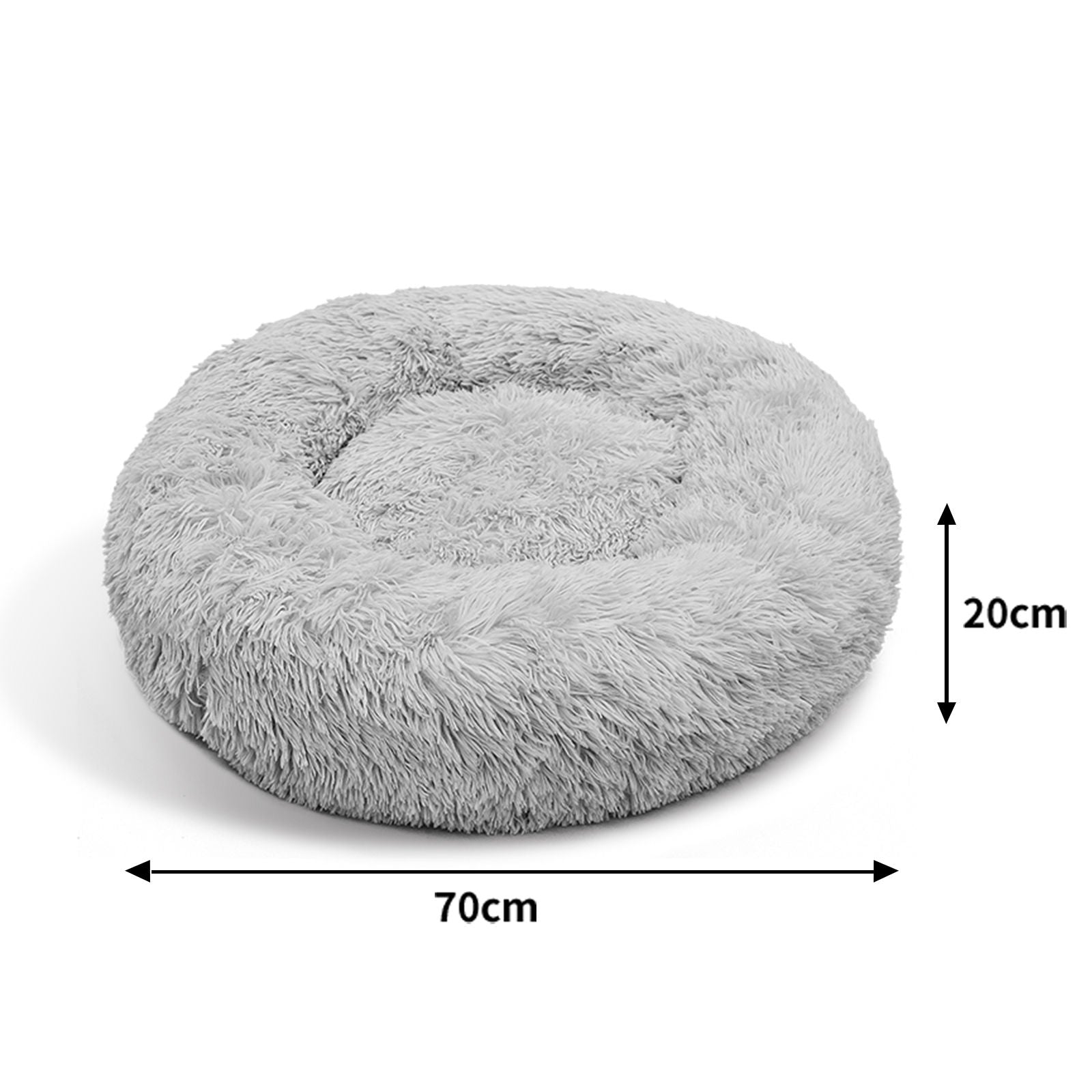 Pet Dog Bed Bedding Warm Plush Round Comfortable Dog Nest Light Grey M 70cm Big Bedding Australia