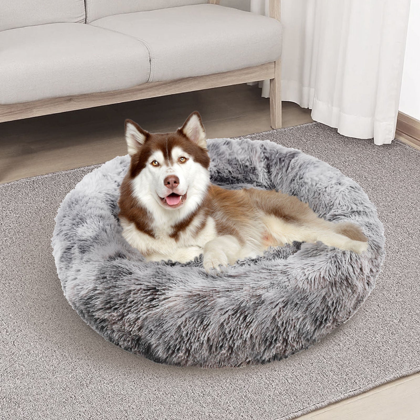 Pawfriends Pet Dog Cat Calming Bed Warm Soft Plush Sleeping Kennel Removable Washable 120cm Big Bedding Australia