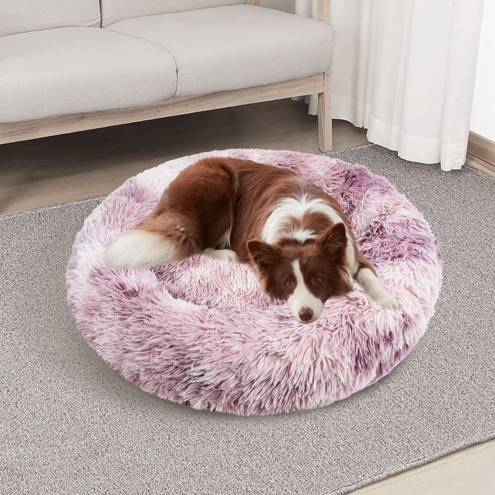 Pawfriends Dog Cat Pet Calming Bed Warm Soft Plush Round Nest Comfy Sleeping Kennel Cave 90 Big Bedding Australia
