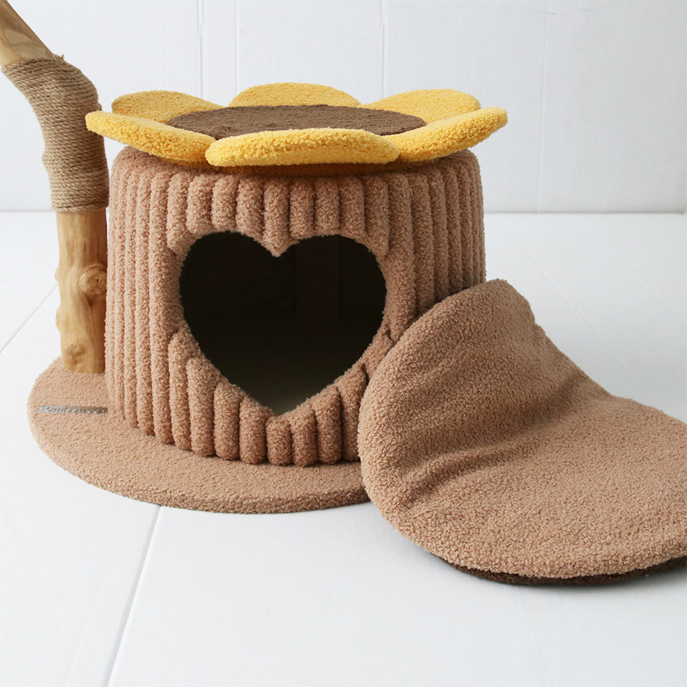 CMISSTREE Heart Shaped Cat House With Sunflower Cat Tree Big Bedding Australia