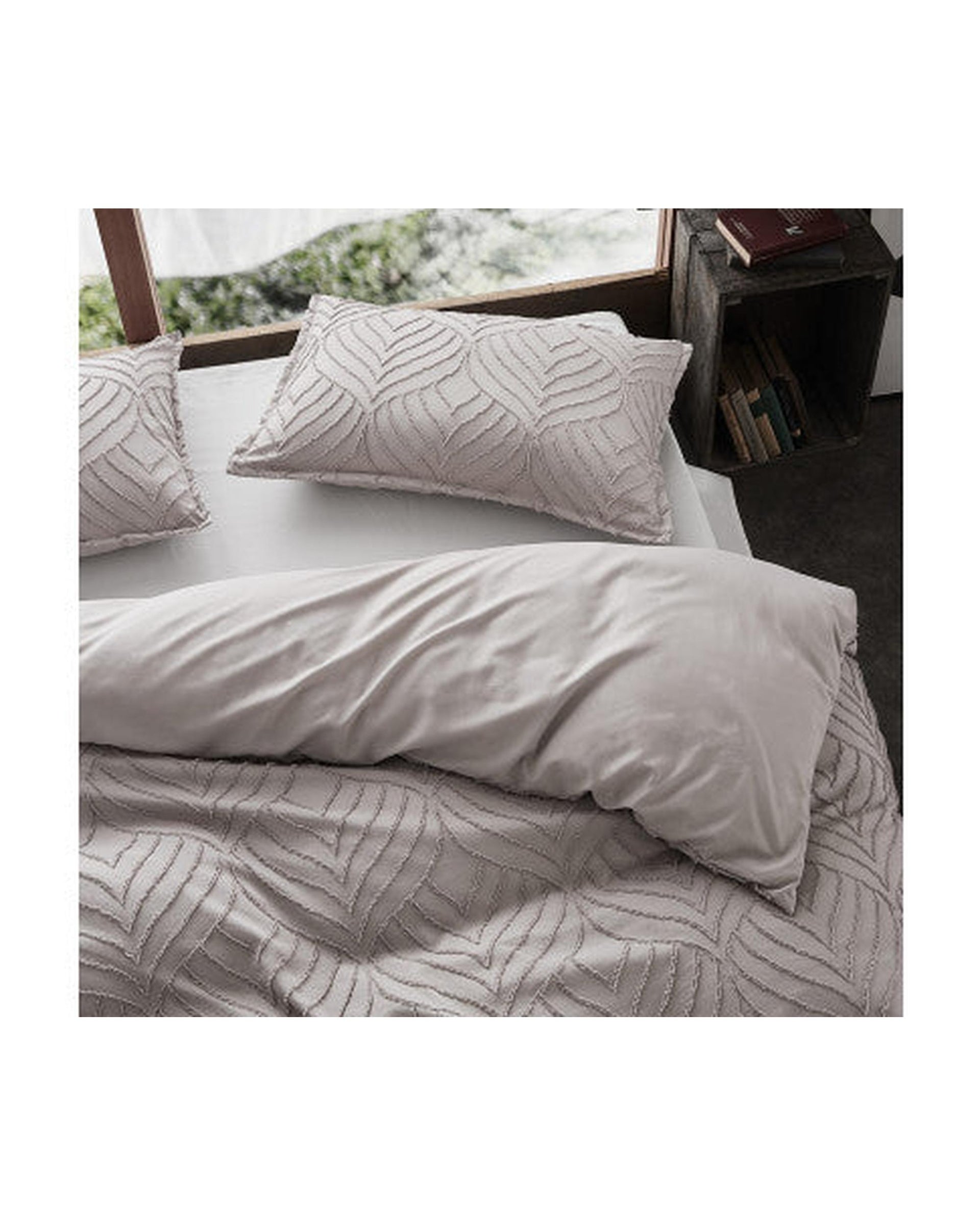 GIOIA CASA Tufted ultra soft microfiber quilt cover set - BEIGE GIOIA CASA