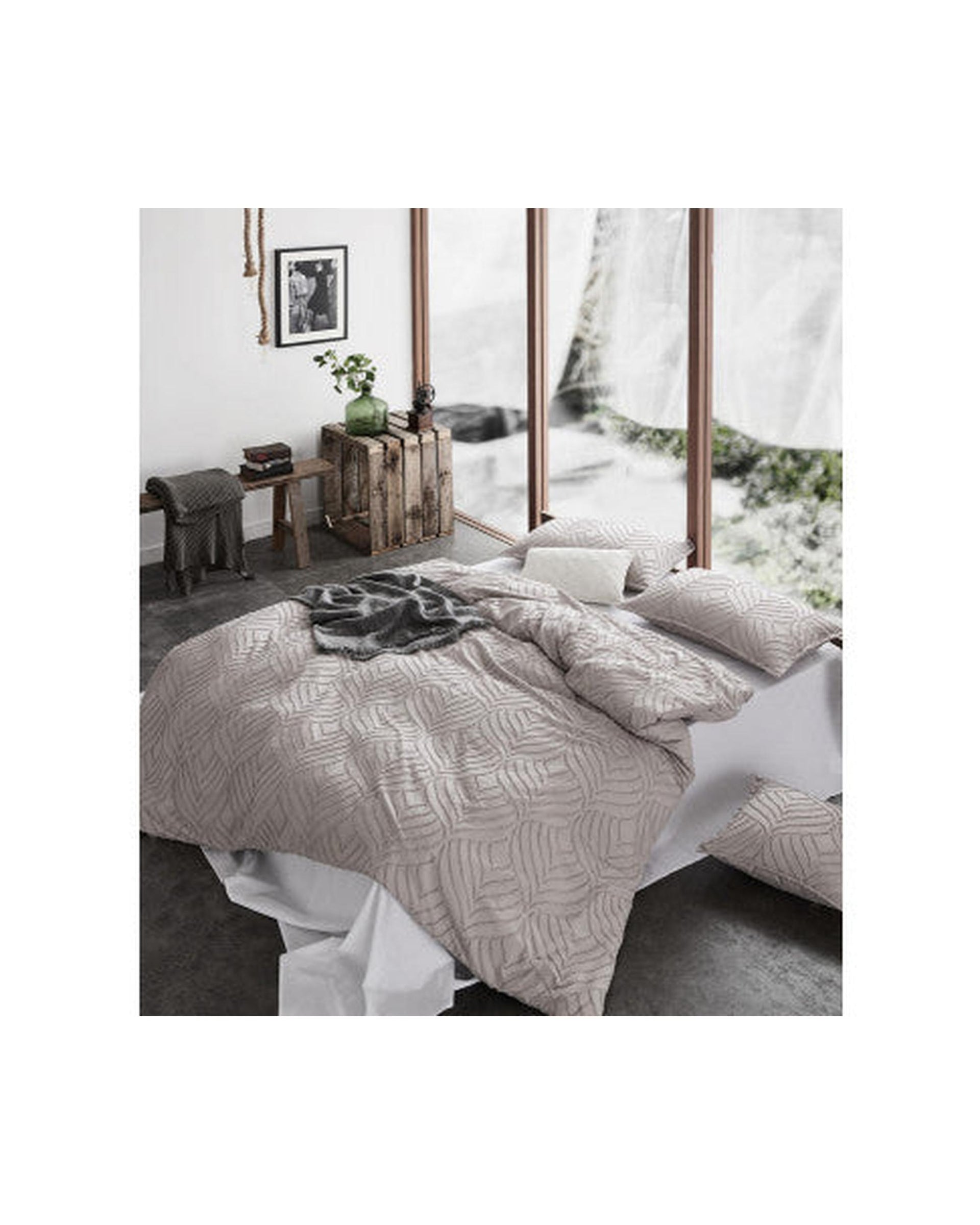 GIOIA CASA Tufted ultra soft microfiber quilt cover set - BEIGE GIOIA CASA