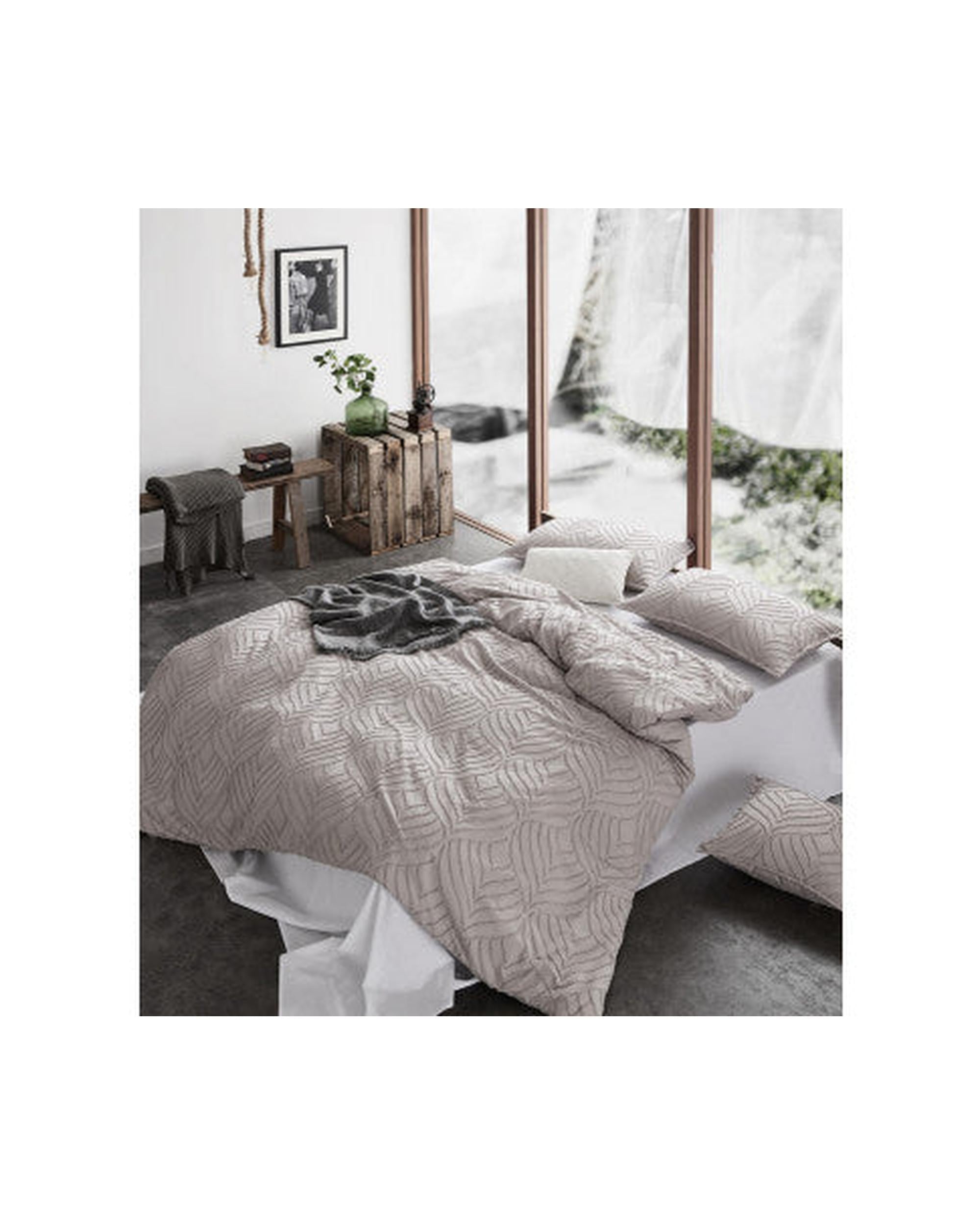 GIOIA CASA Tufted ultra soft microfiber quilt cover set - BEIGE GIOIA CASA