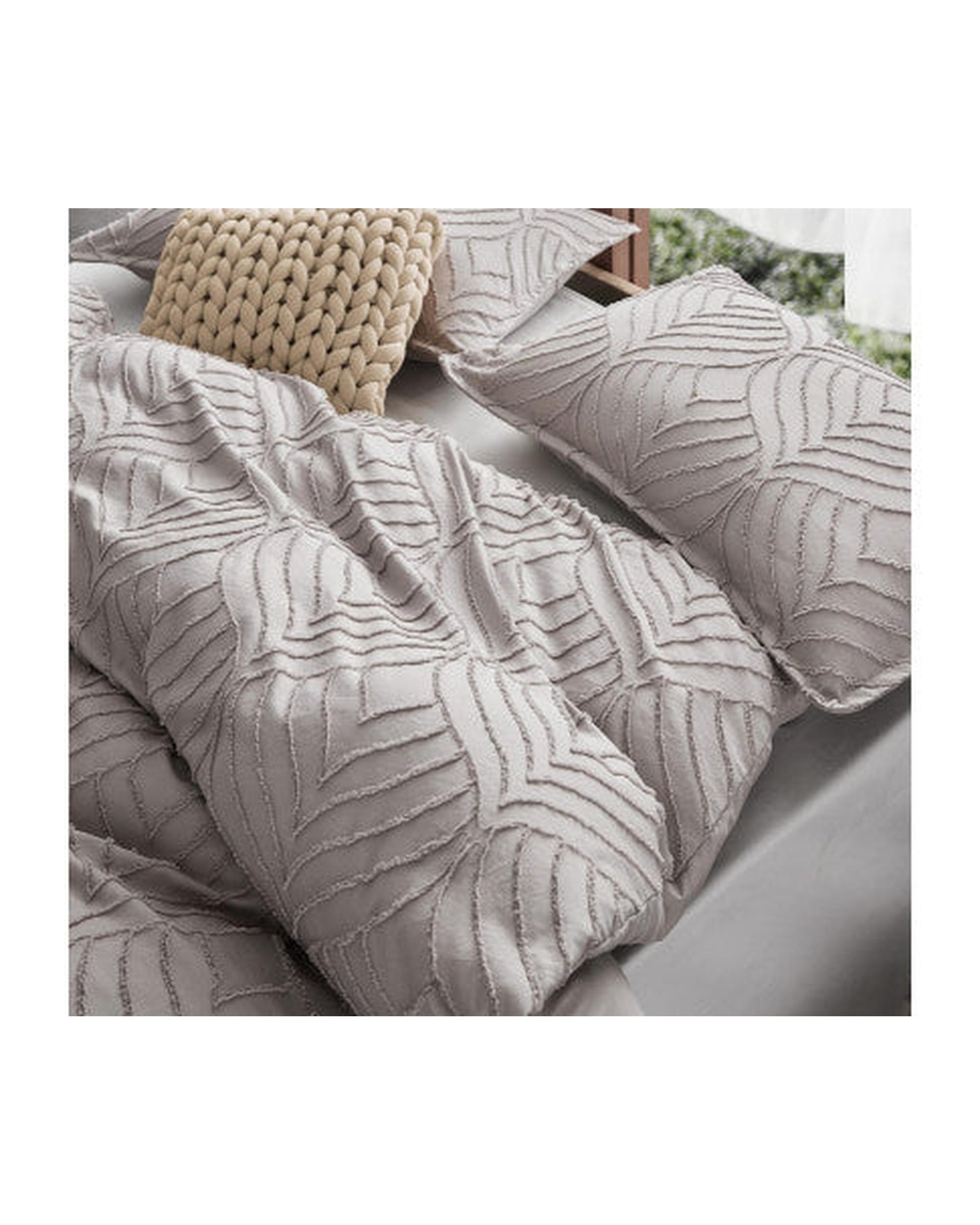 GIOIA CASA Tufted ultra soft microfiber quilt cover set - BEIGE GIOIA CASA