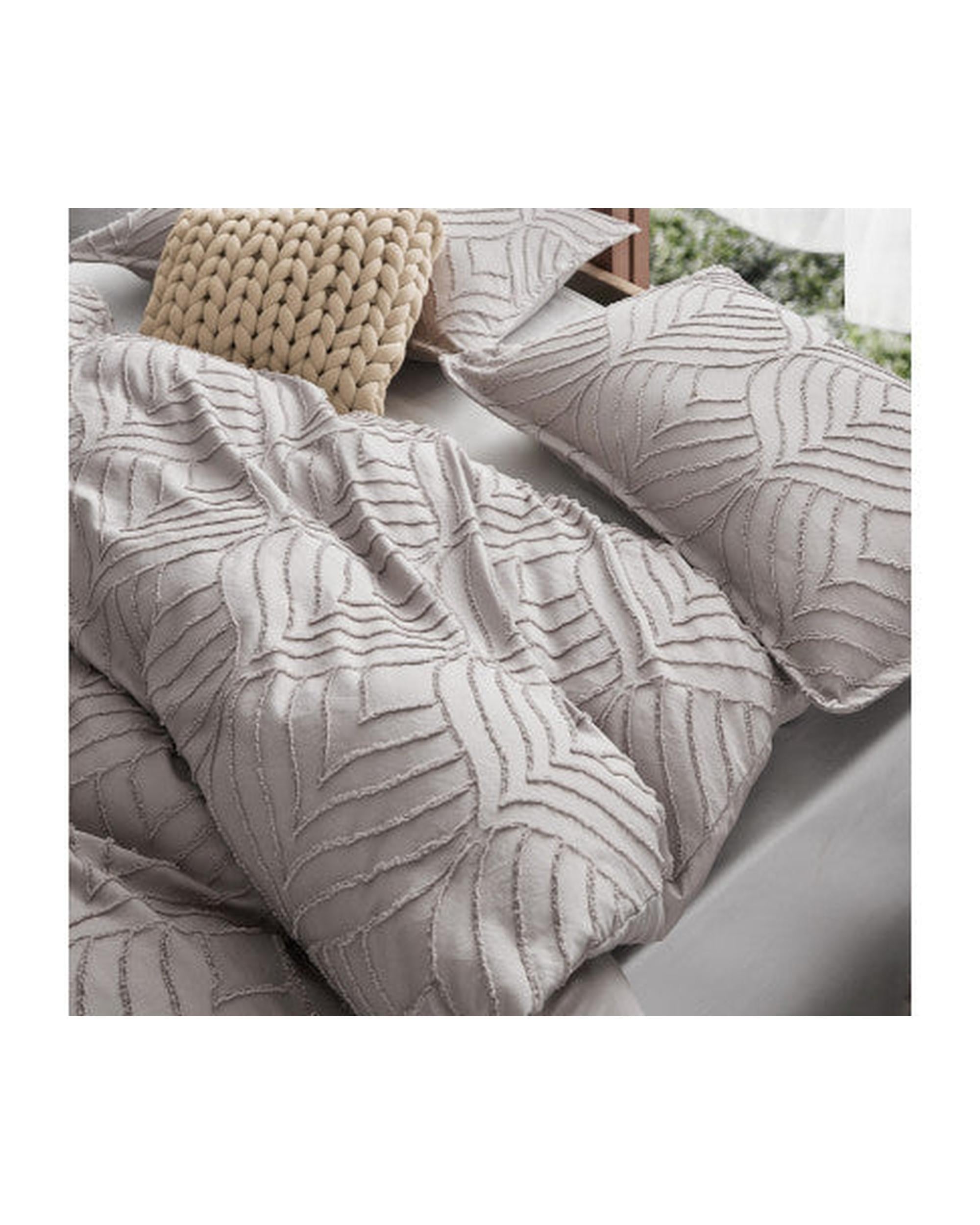 GIOIA CASA Tufted ultra soft microfiber quilt cover set - BEIGE GIOIA CASA