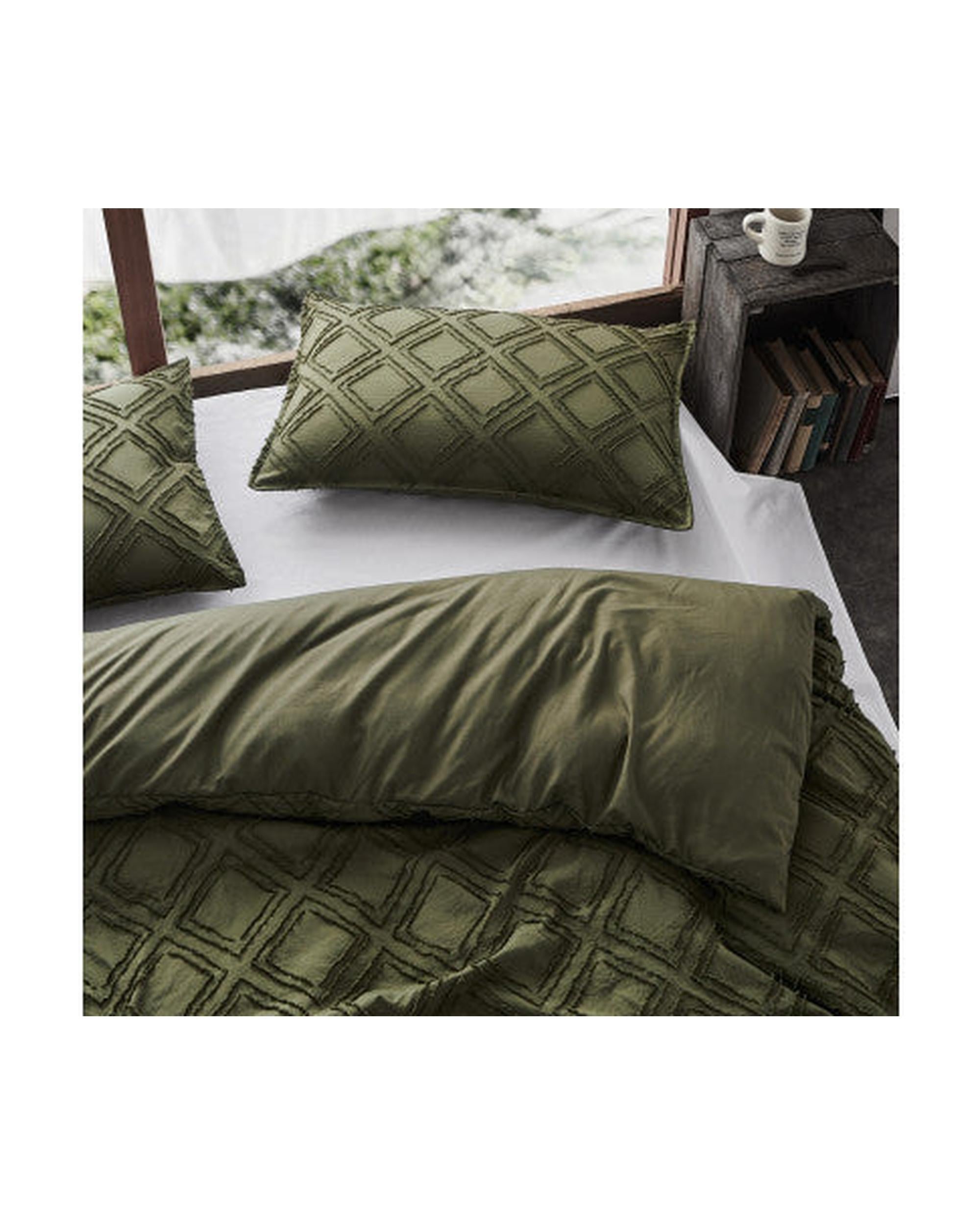 GIOIA CASA Tufted ultra soft microfiber quilt cover set - KHAKI GREEN GIOIA CASA