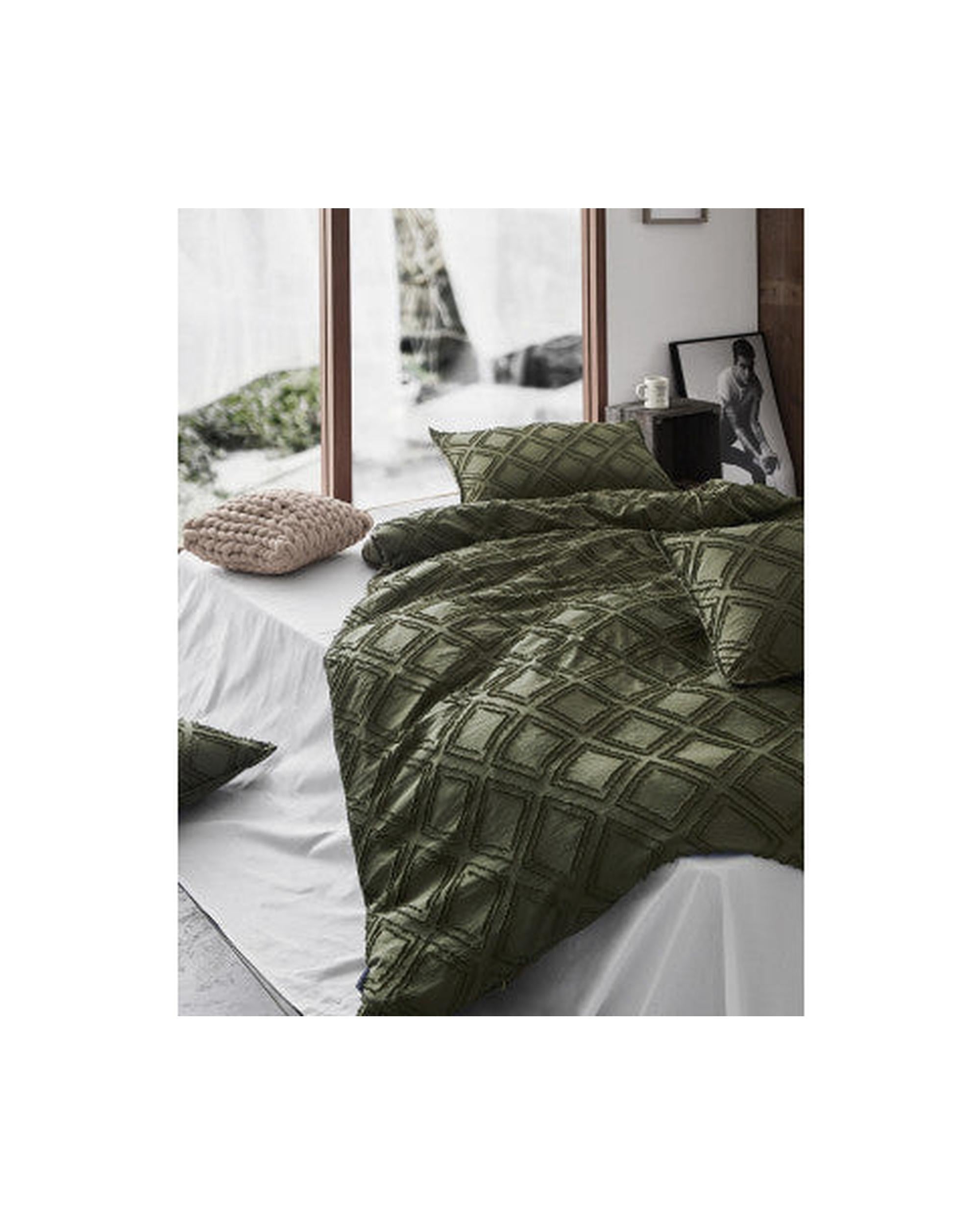 GIOIA CASA Tufted ultra soft microfiber quilt cover set - KHAKI GREEN GIOIA CASA
