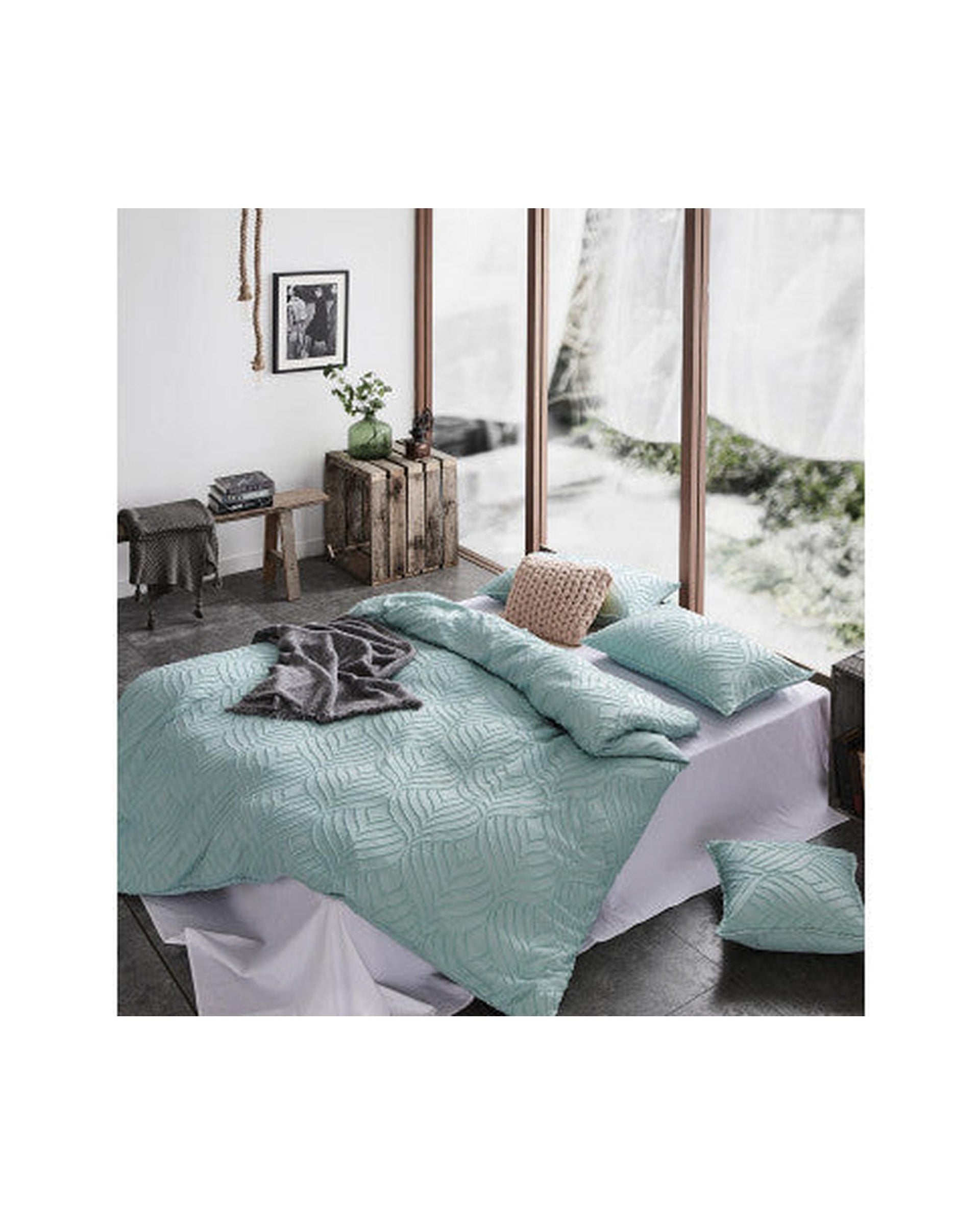 GIOIA CASA Tufted ultra soft microfiber quilt cover set - SAGE GREEN GIOIA CASA