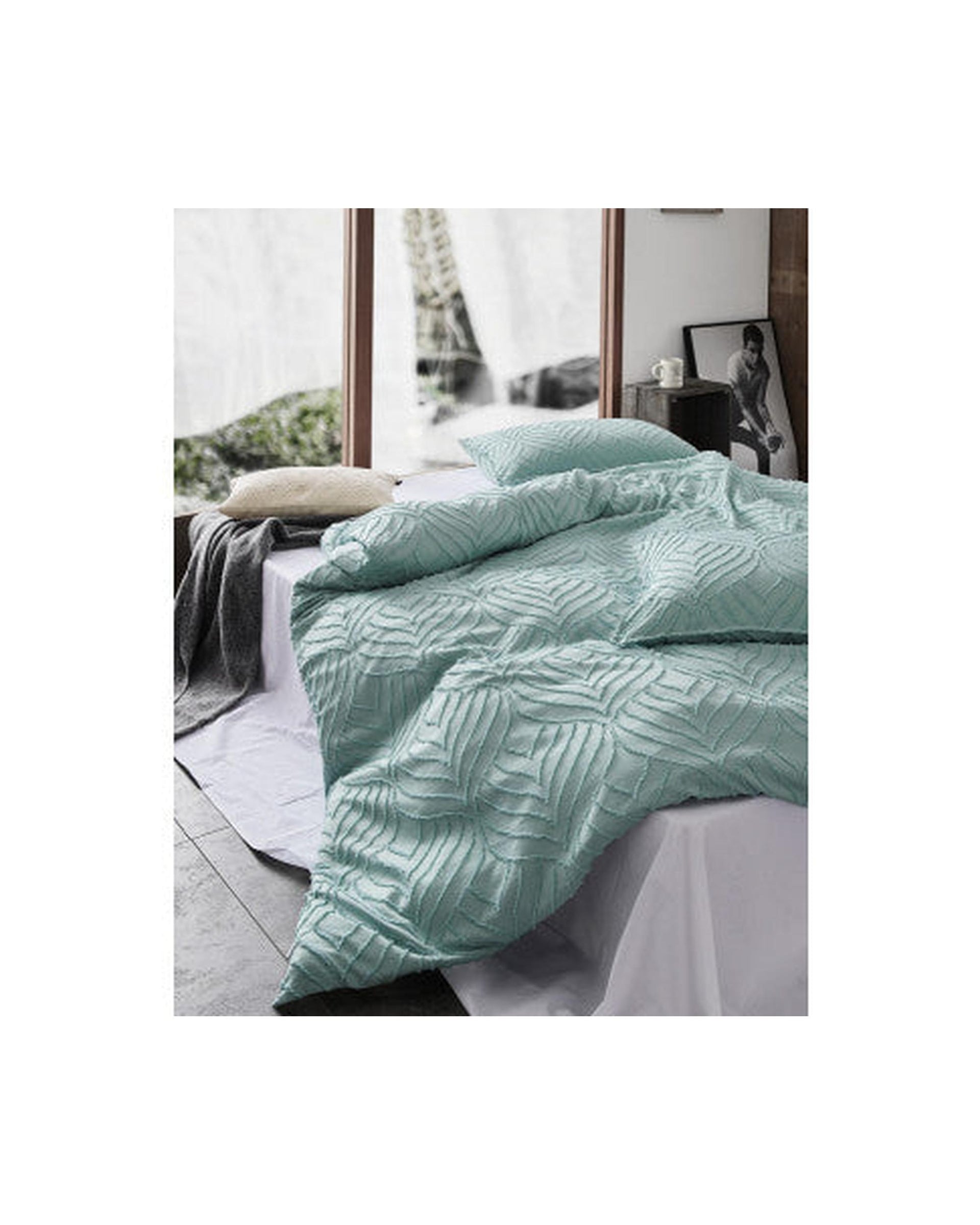 GIOIA CASA Tufted ultra soft microfiber quilt cover set - SAGE GREEN GIOIA CASA