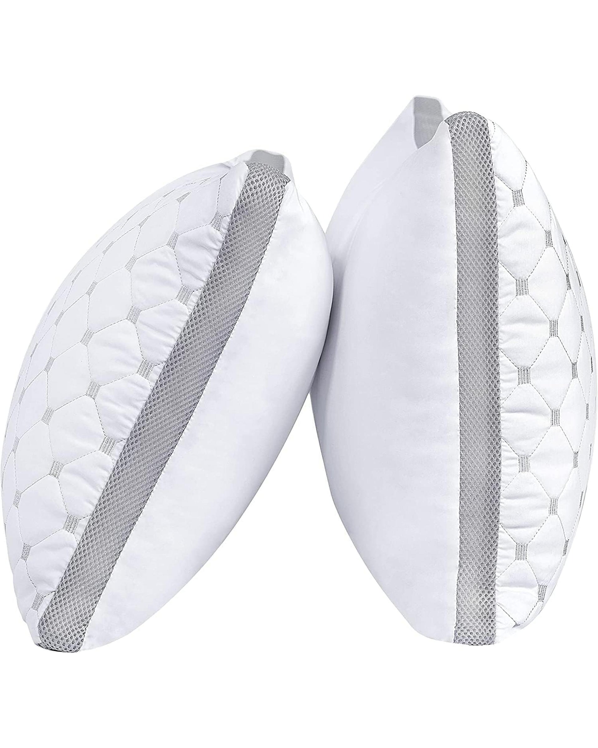 Premium Bamboo Cooling Twin Pack Plush Down-Like Pillows - Medium to High Profile (2PCS) - with Free 2 Quilted Pillow Protectors (Improved Version) GIOIA CASA