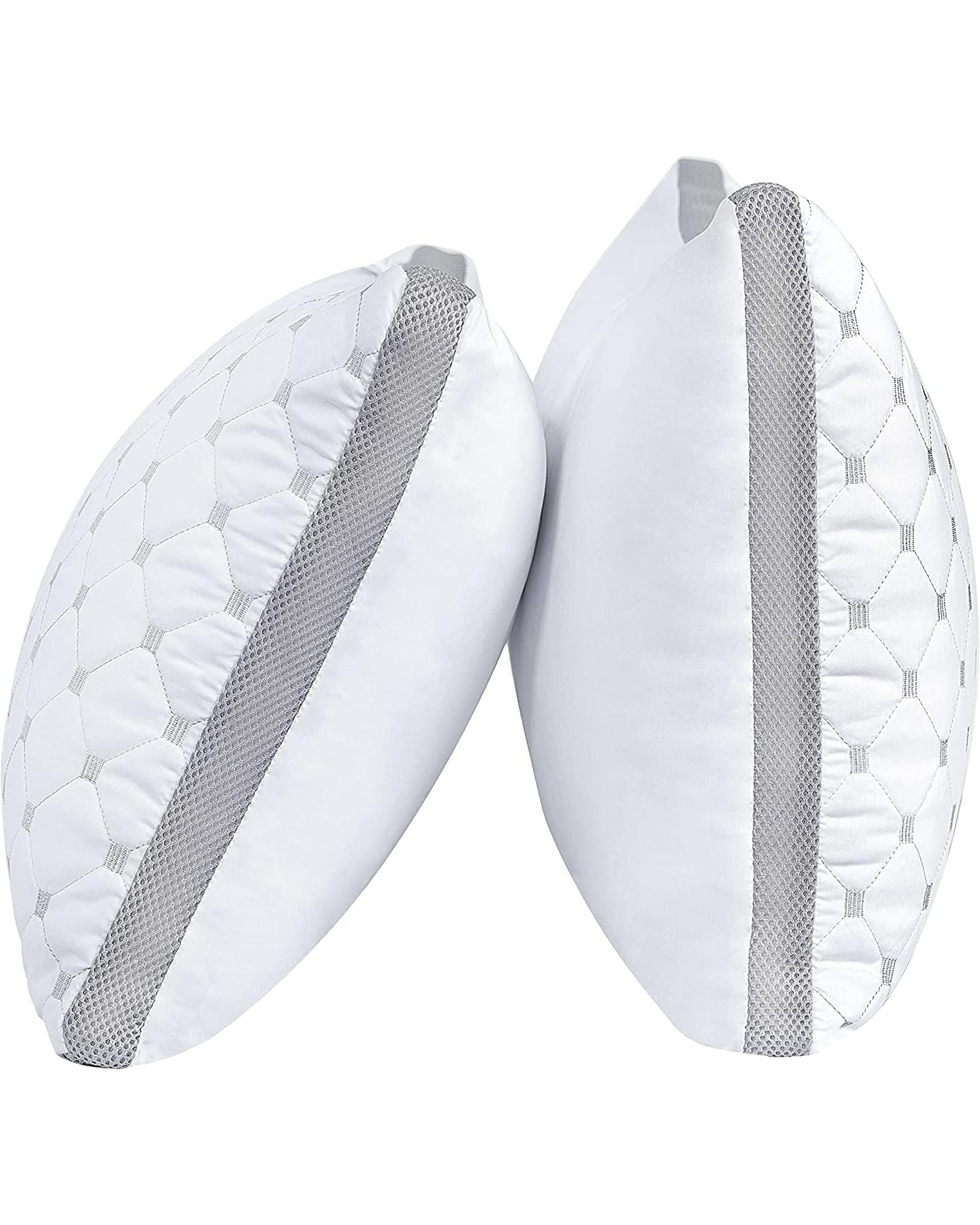 Premium Bamboo Cooling Twin Pack Plush Down-Like Pillows - Medium to High Profile (2PCS) - with Free 2 Quilted Pillow Protectors (Improved Version) GIOIA CASA