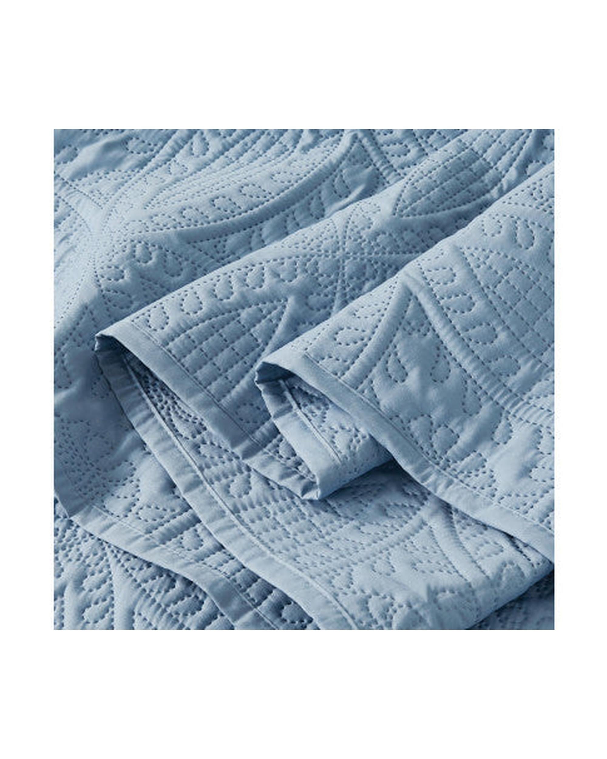 GIOIA CASA Lisbon Quilted 3 Pieces Embossed Coverlet Set - BLUE GIOIA CASA