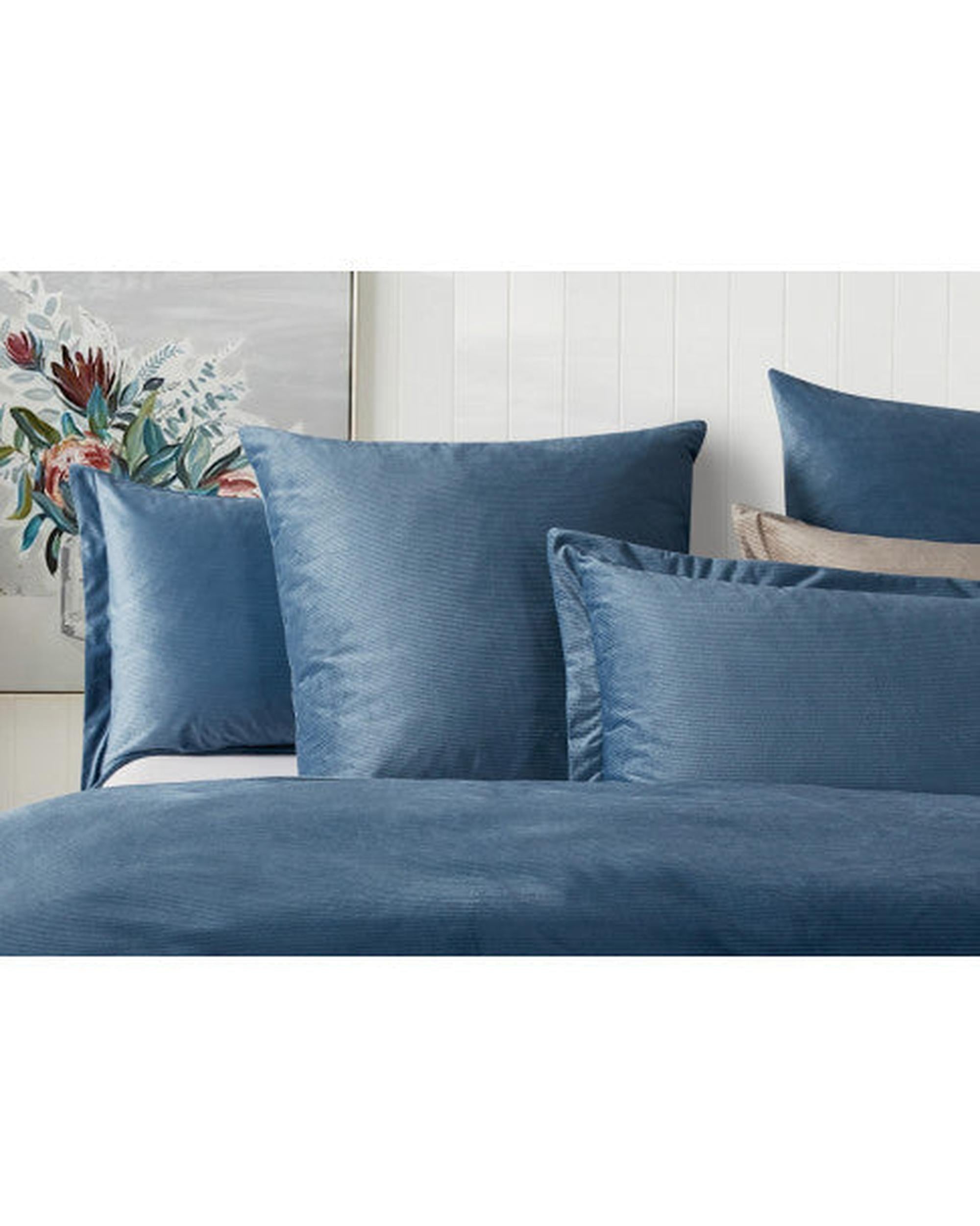 GIOIA CASA Corduroy Velvet Queen Bed Quilt Cover Set - ASH BLUE GIOIA CASA