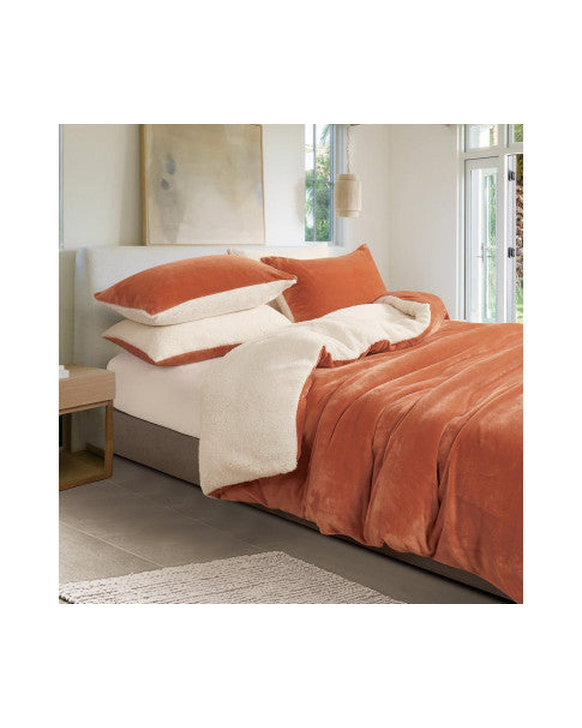 GIOIA CASA 2 in 1 Teddy Sherpa Quilt Cover Set and Blanket - TERRACOTTA GIOIA CASA