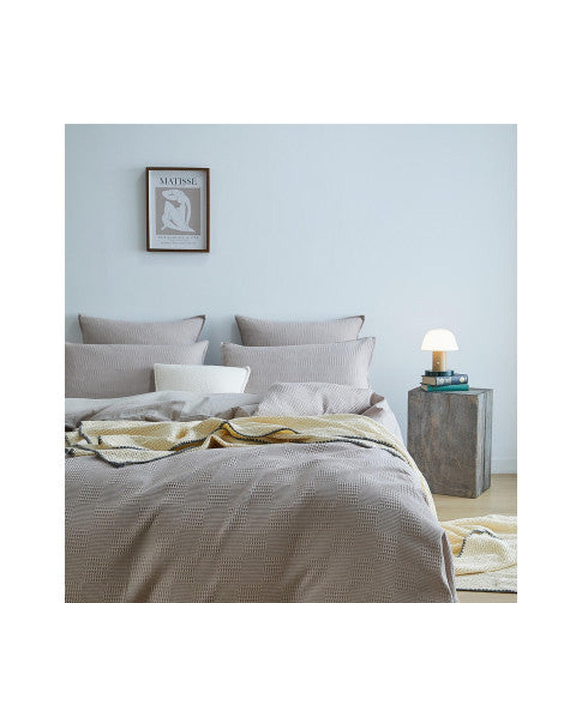 GIOIA CASA 100% Cotton REVERSABLE checkered waffle quilt cover set - NATURAL GIOIA CASA