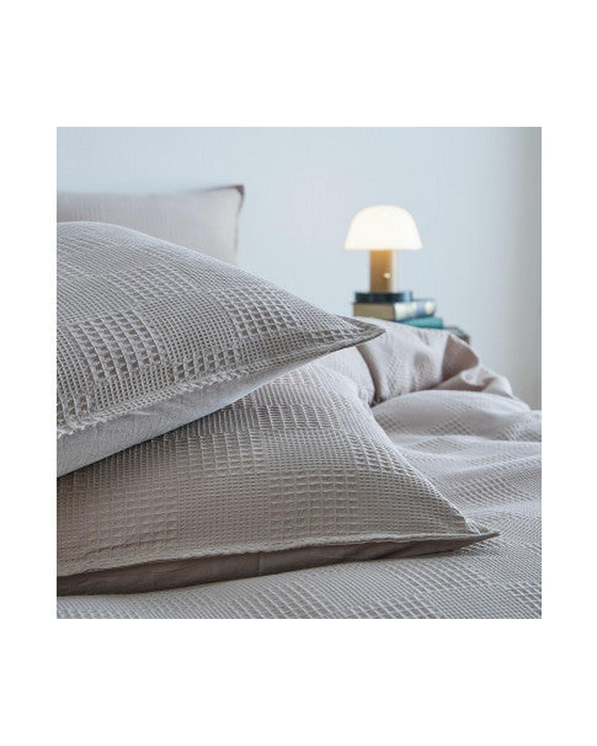 GIOIA CASA 100% Cotton REVERSABLE checkered waffle quilt cover set - NATURAL GIOIA CASA