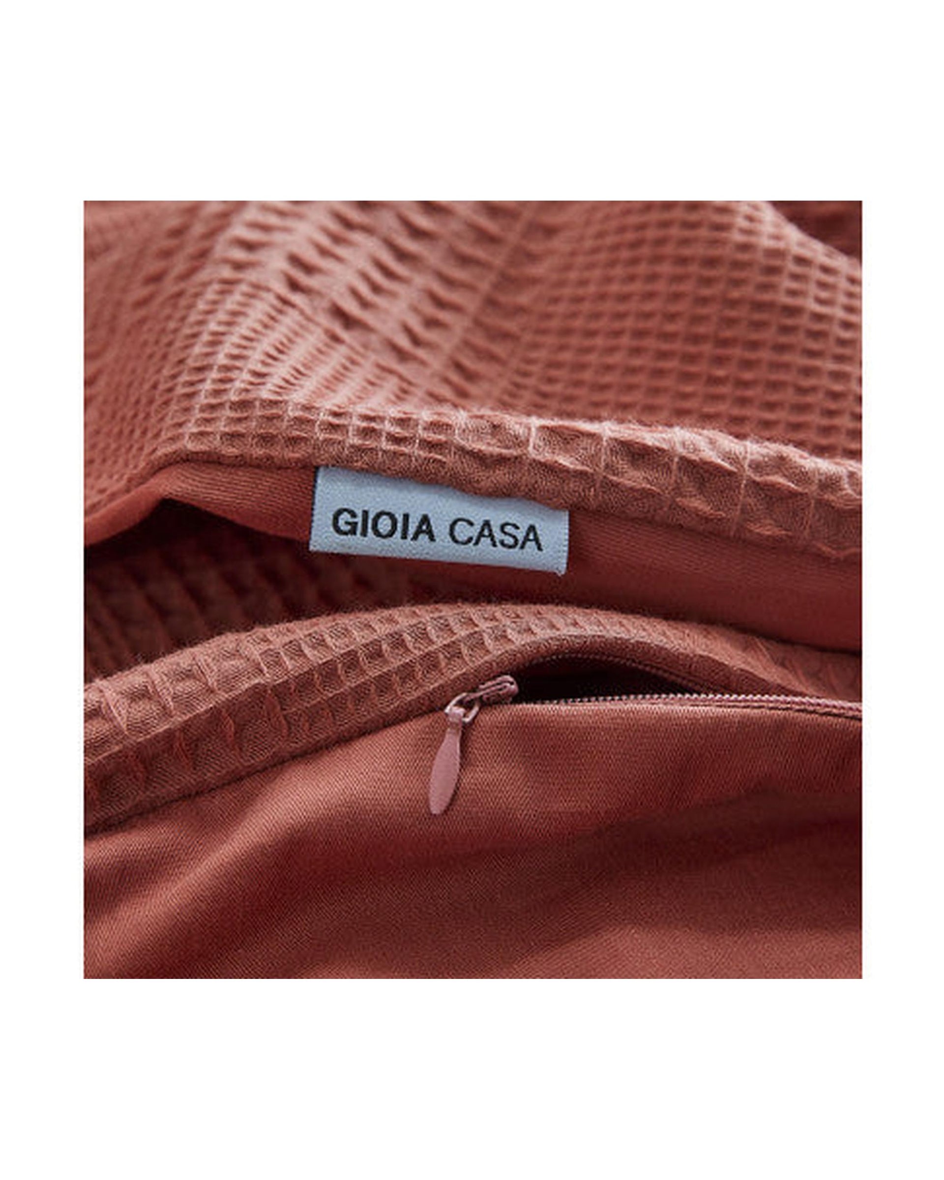 GIOIA CASA 100% Cotton REVERSABLE checkered waffle quilt cover set - TERRACOTTA GIOIA CASA