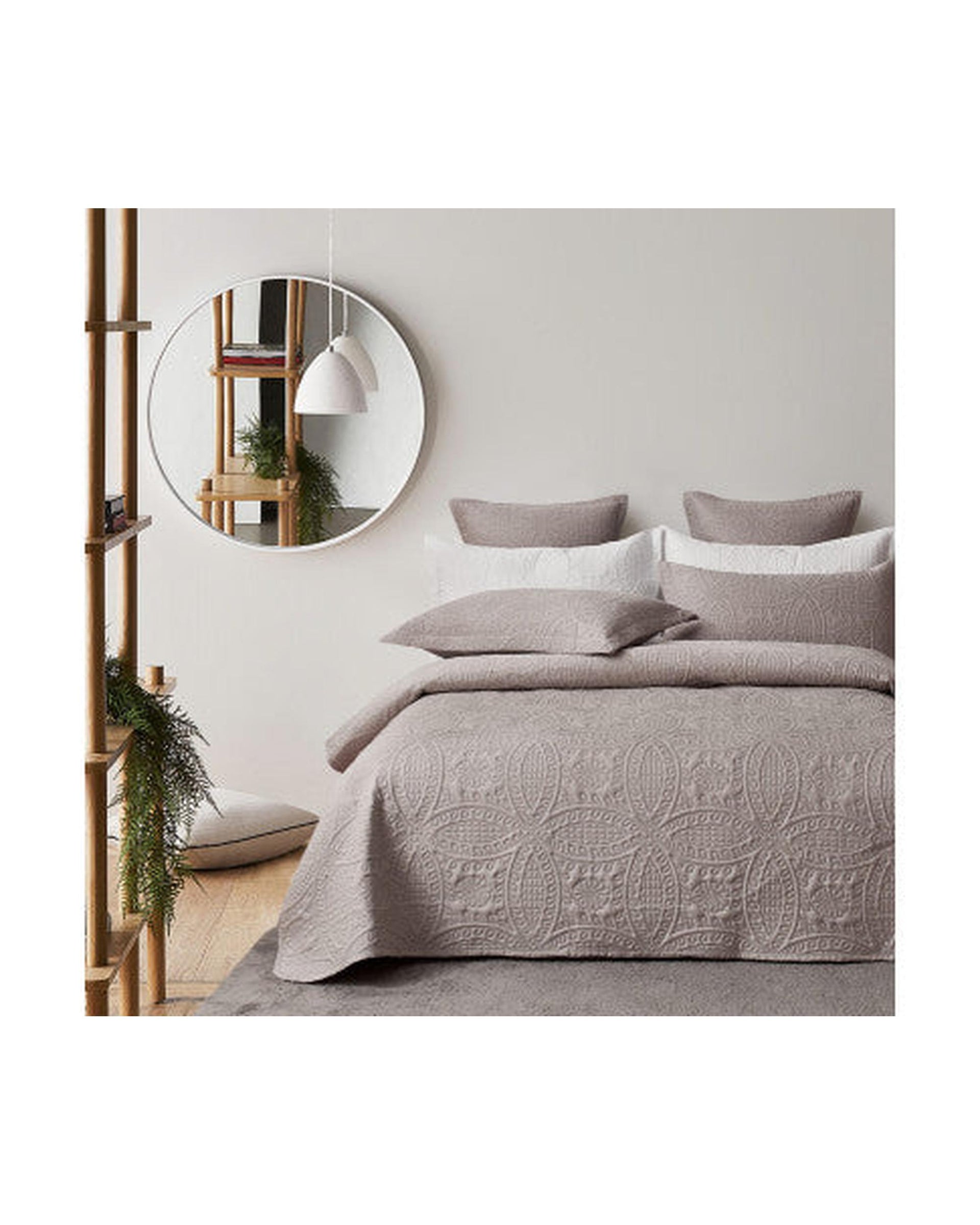 GIOIA CASA Lisbon Quilted 3 Pieces Embossed Coverlet Set - BEIGE GIOIA CASA