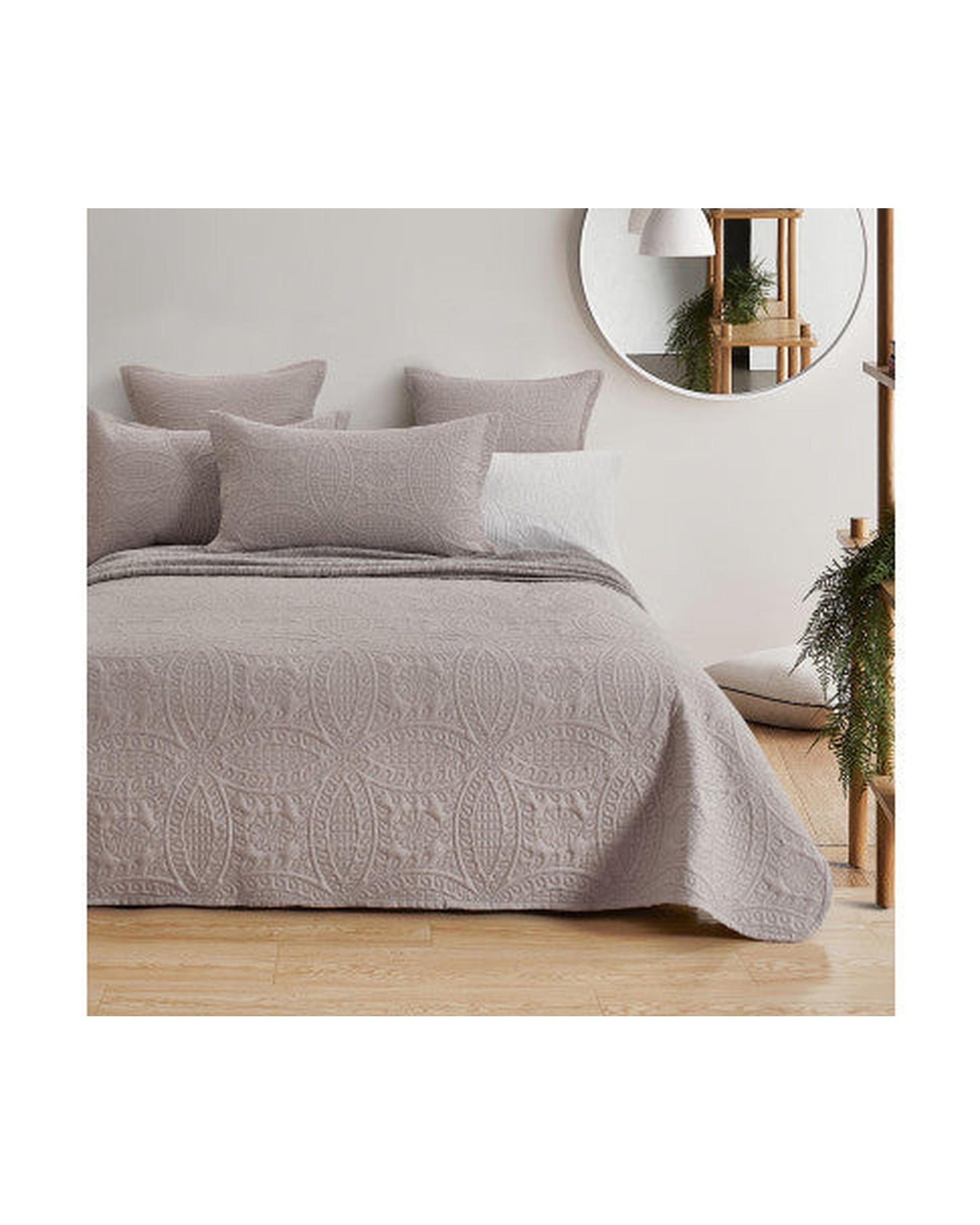 GIOIA CASA Lisbon Quilted 3 Pieces Embossed Coverlet Set - BEIGE GIOIA CASA
